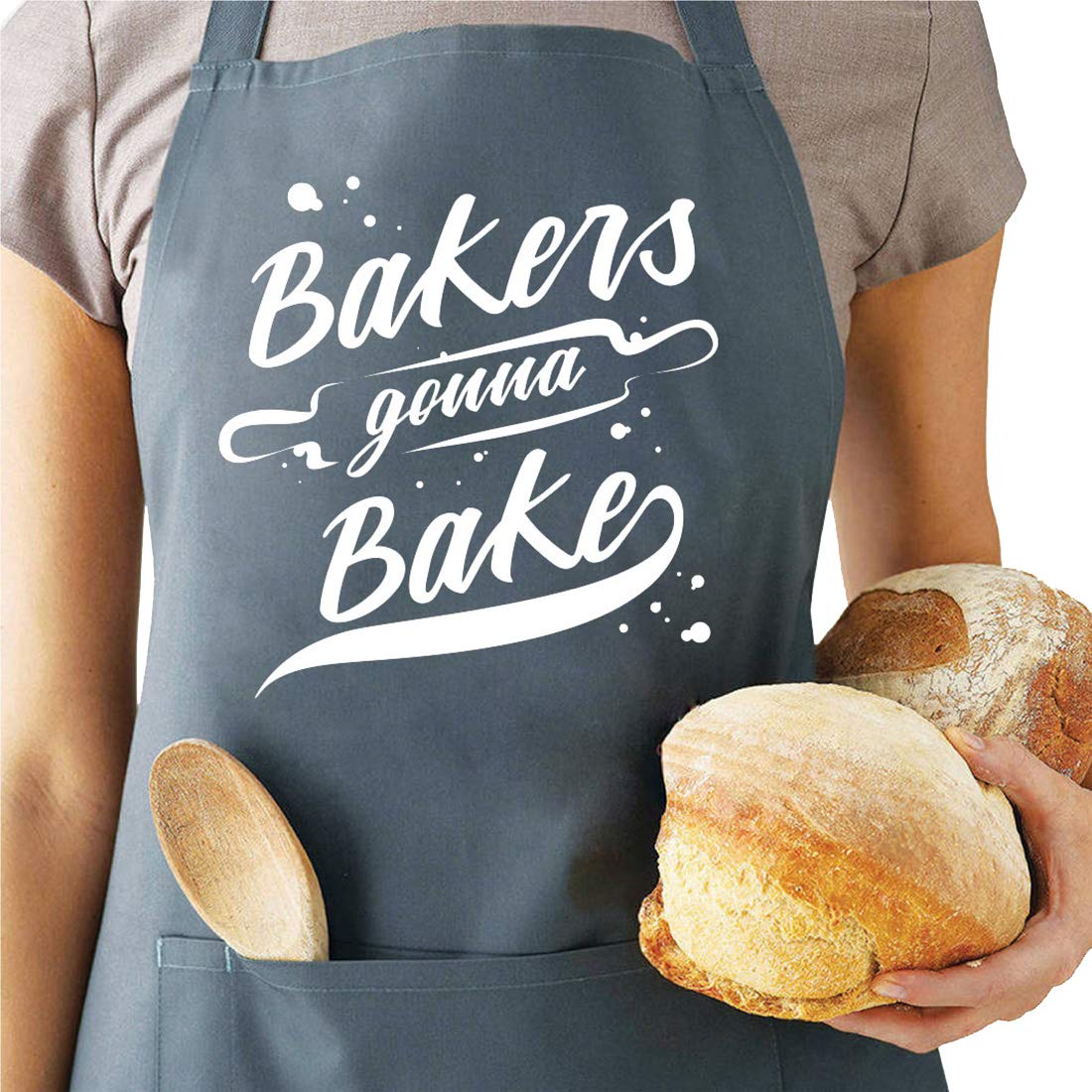 Funny Baking Aprons For Women Men, Cute Baking Gifts For Bakers, Kitchen Cooking Apron With 2 Pockets, Birthday Housewarming Mot