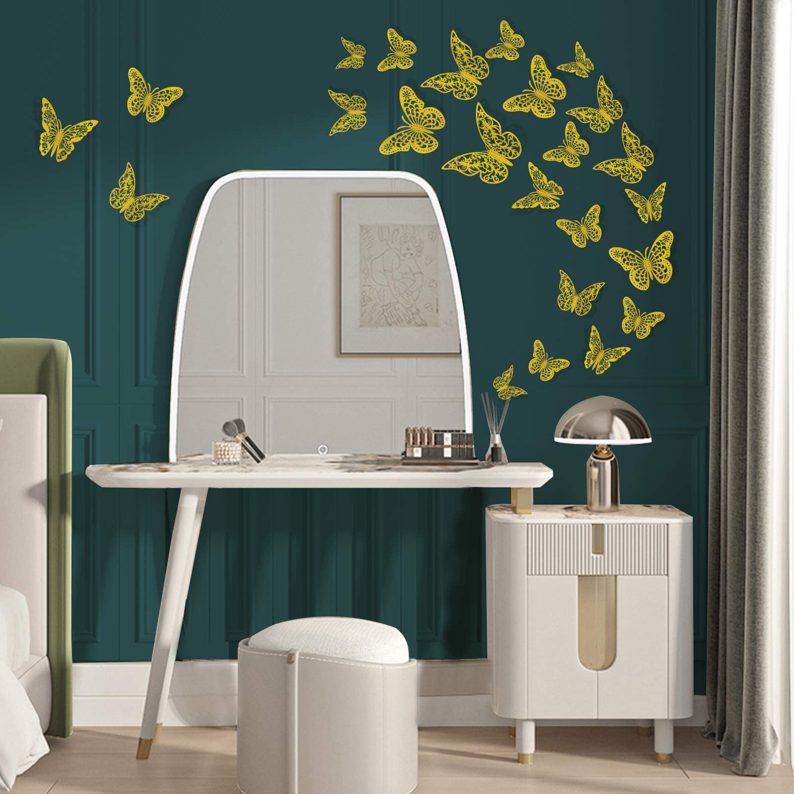 InsuWood 72Pcs 3D Butterfly Wall Decor  Gold Butterfly Decorations 3 Styles 3 Sizes  Butterfly Party Birthday Cake Decorations  Gold Butterfly Wall Stickers for Girls  Kids  Nursery  Wedding Decor