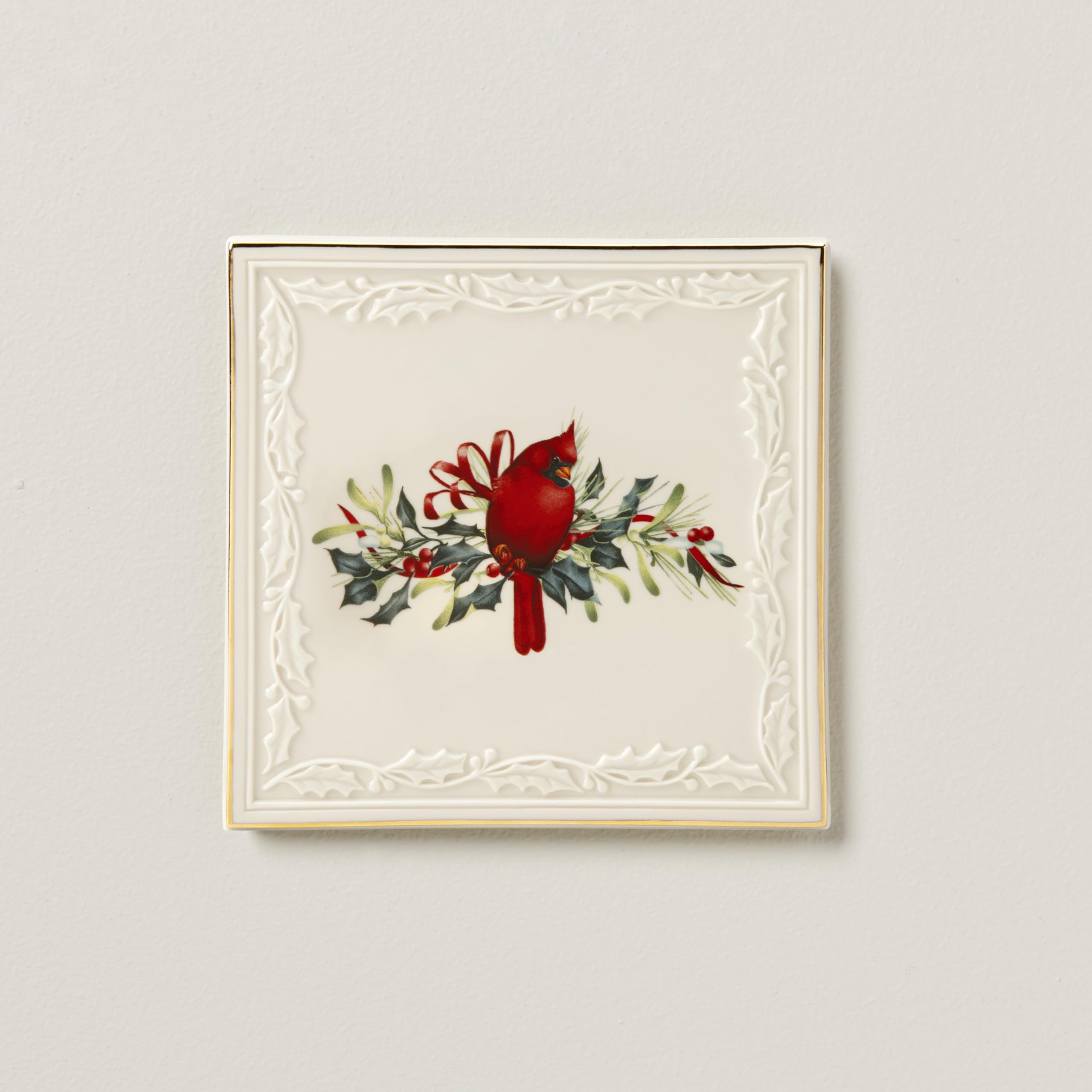 Lenox Winter Greetings Trivet, 0.85 Lb, Red & Green