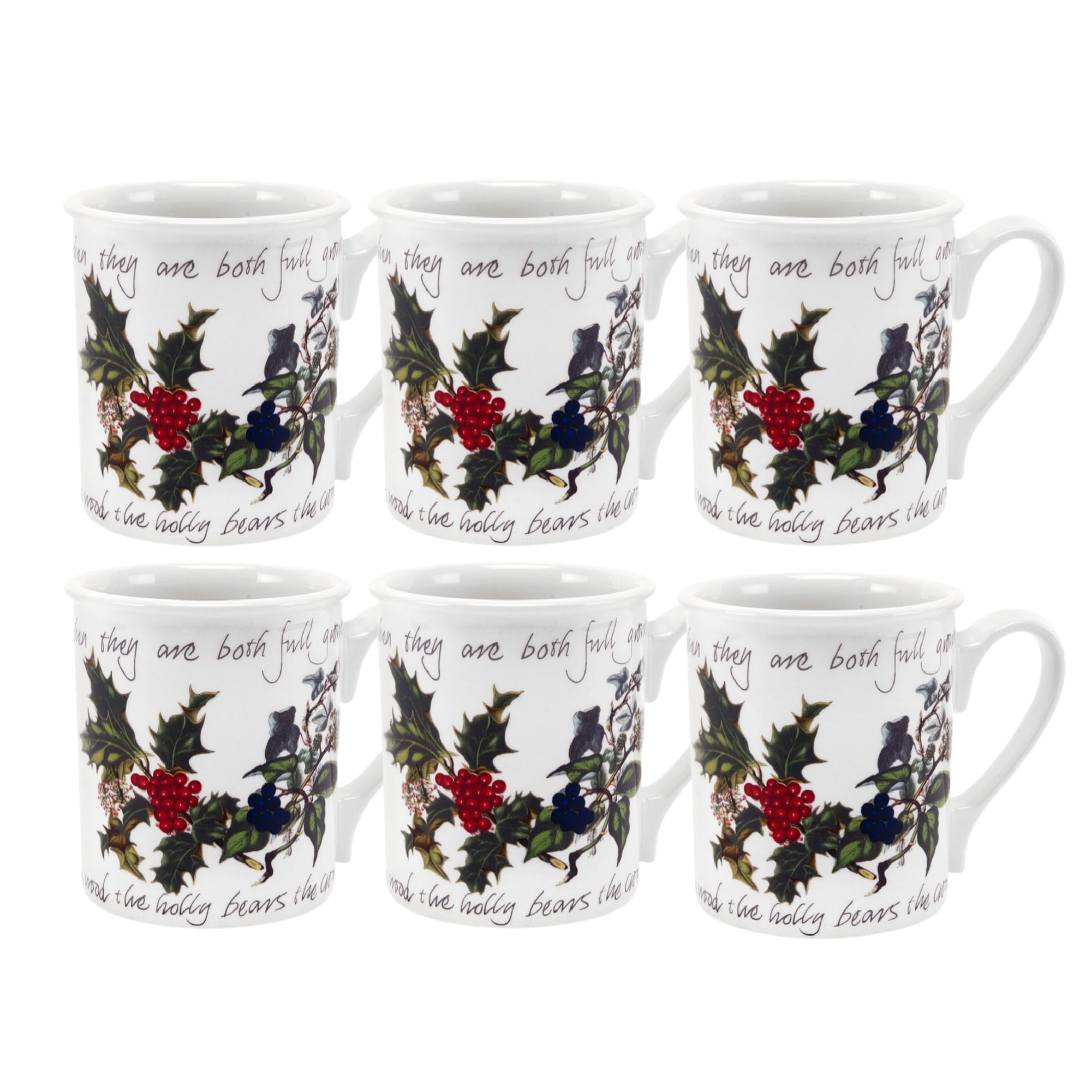Portmeirion Holly and Ivy Breakfast Mug, Set of 6
