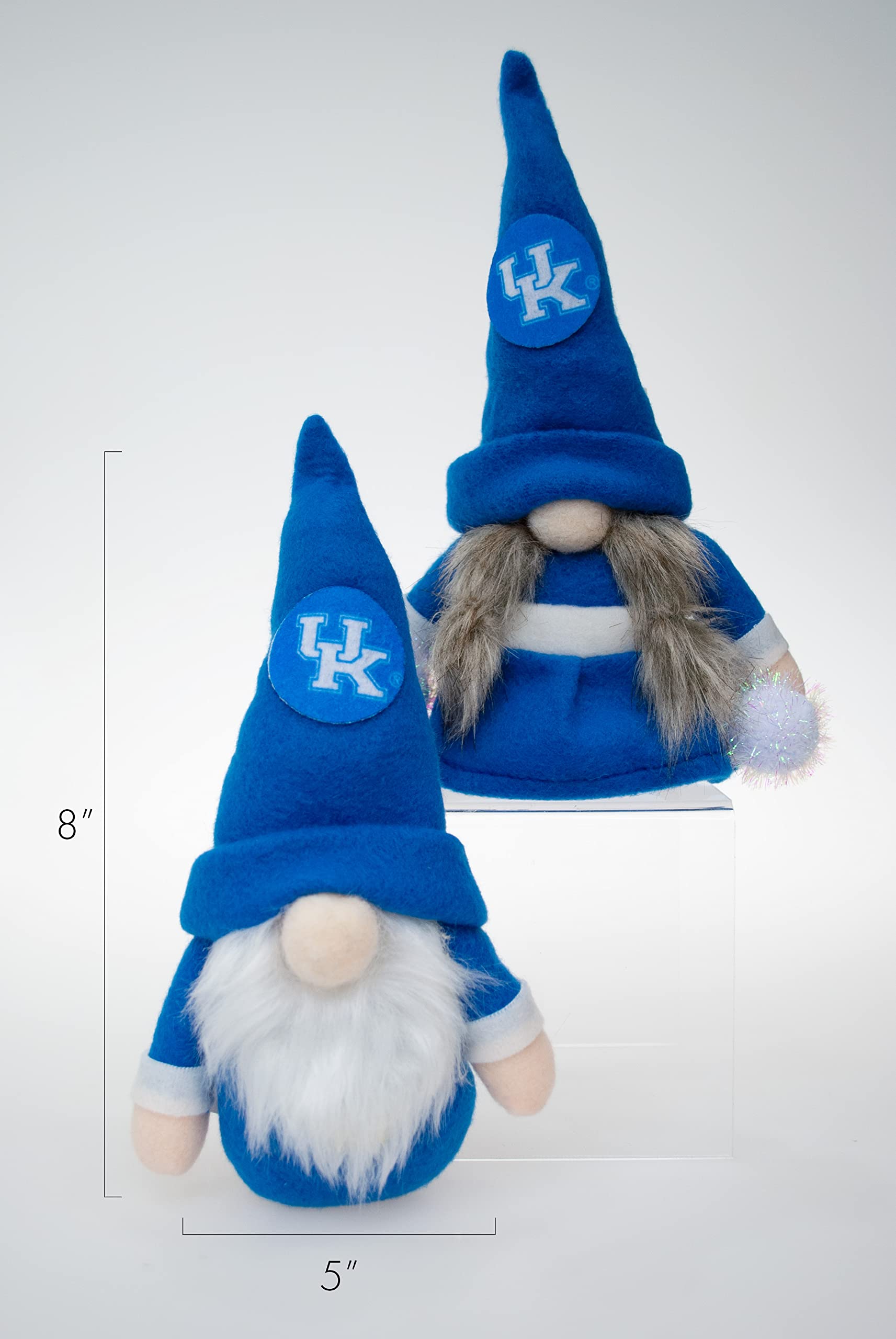 University Kentucky Wildcats Set of 2 Plush Gnome Christmas Tree Ornaments by Hannas Handiworks - Fan/Cheerleader Holiday/Dorm D