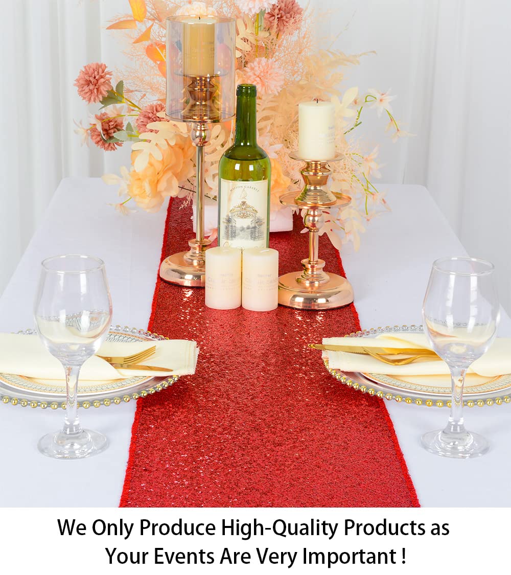 Shinybeauty Wedding Decor Sequin Table Runner,2Pcs Red-12X72-Inch Party Runner, Table Runner For Party Red Christmas Table Runne