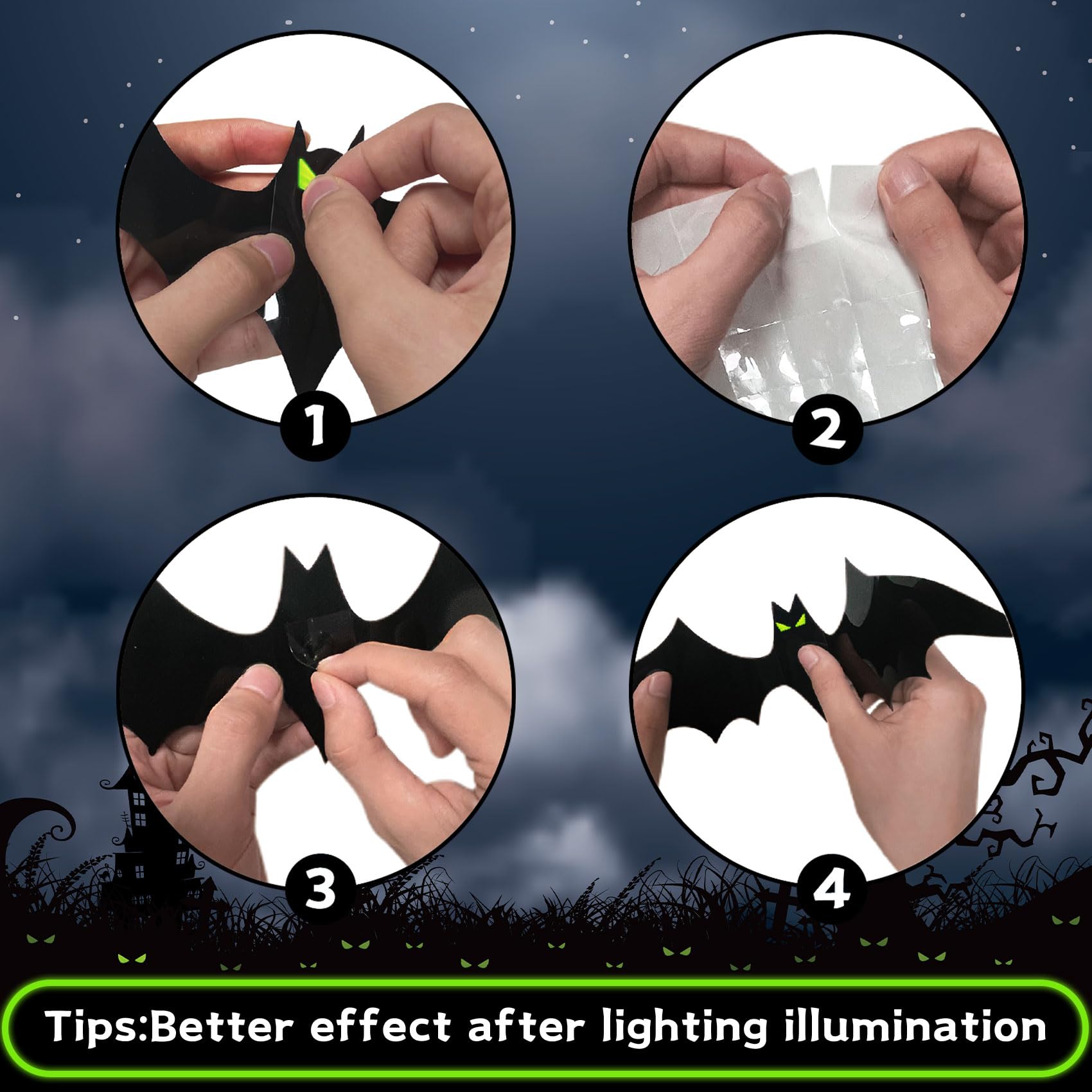 Halloween Decorations Indoor - Bats Halloween Decorations Plastic Spooky Scary Creepy 3D Bats For Halloween Party Bathroom Kitch