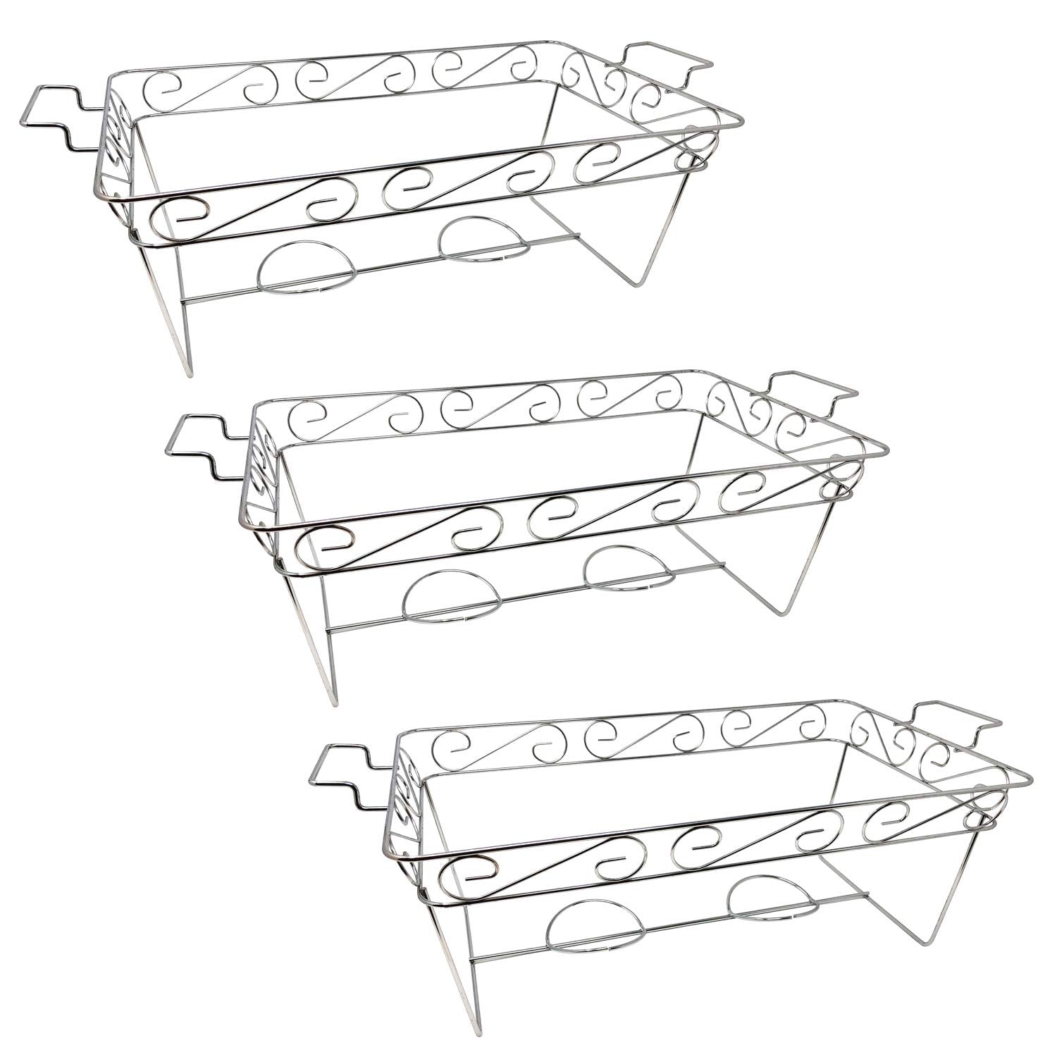 Party Essentials 3-Count Full Size Elegance Chafing Racks, Chrome