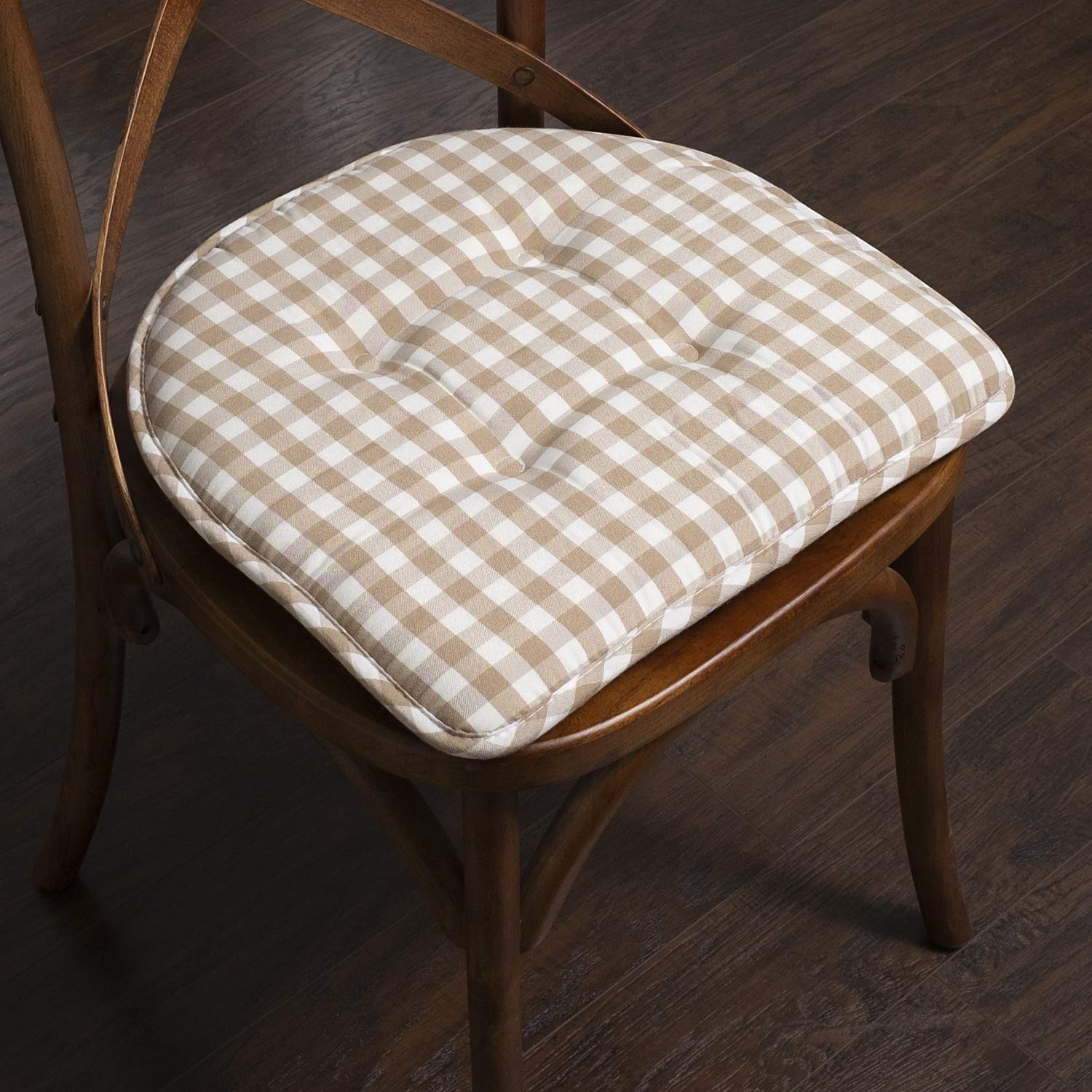 Sweet Home Collection Chair Cushion Memory Foam Pads Tufted Slip Non Skid Rubber Back U-Shaped 17'' X 16'' Seat Cover, 6 Pack, C
