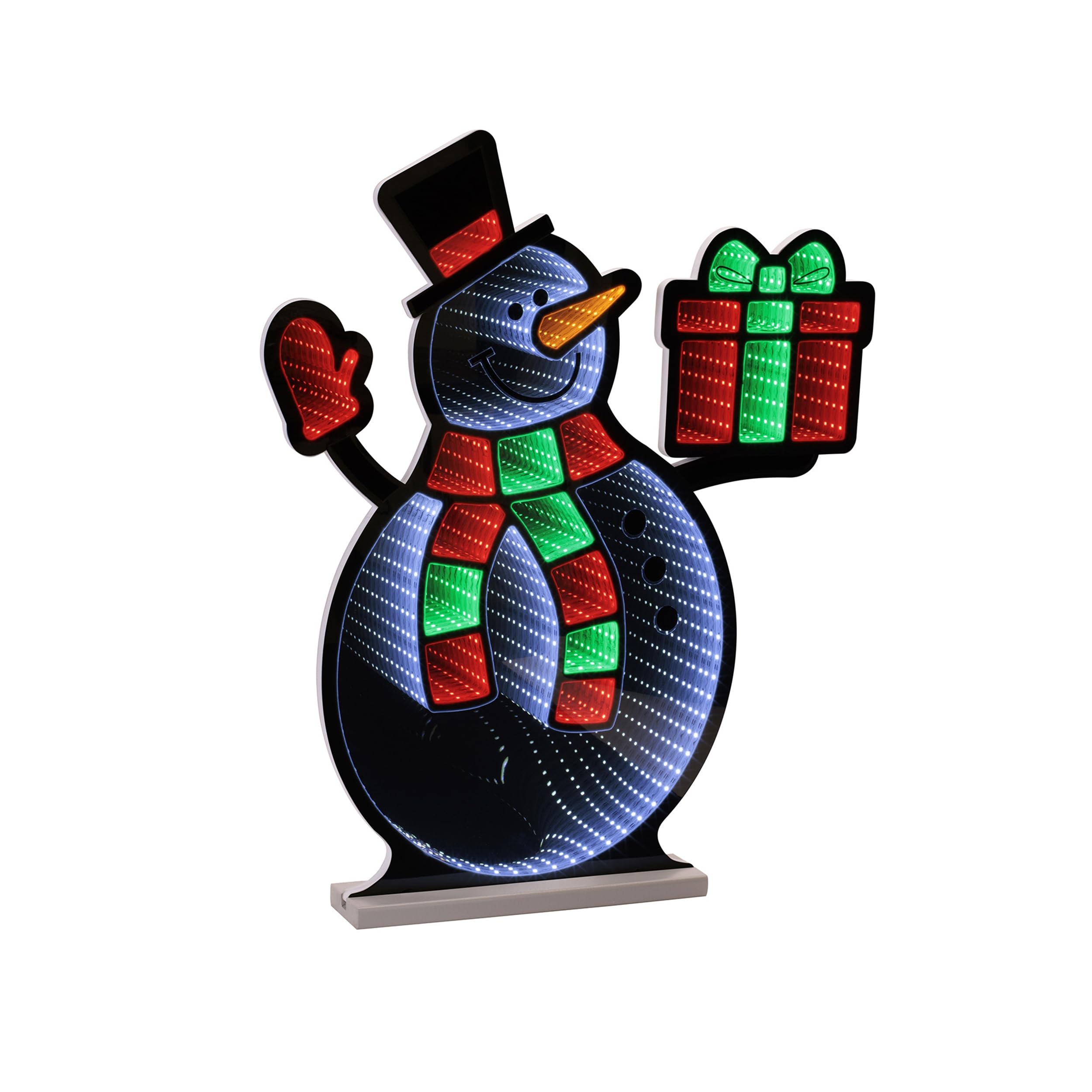 Snowman w/Present Ekkolight 23.5H Acrylic UL Plug