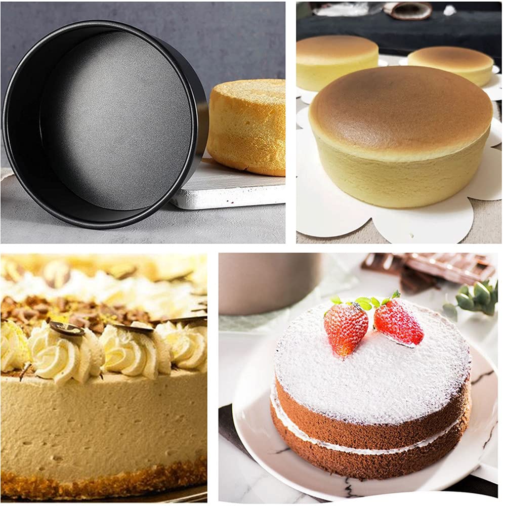 Xzjmy 2 Pack 5 Inch Black Cake Pan, Mini Cake Pan, Round Aluminum Cake Pan, Used For Family Gatherings To Bake Mini Cake Pizza,