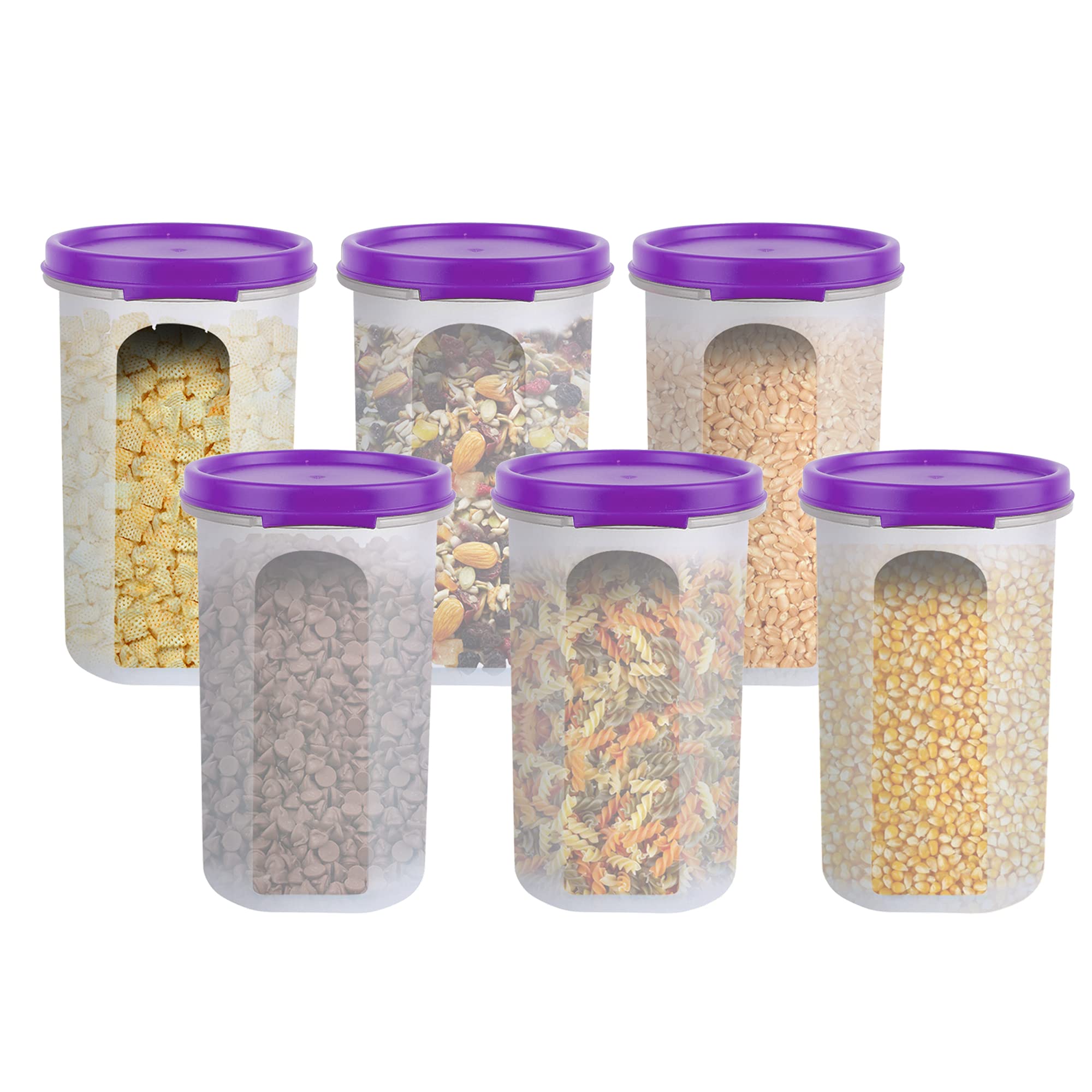 Cutting Edge 585Ml Smart Slim Storage Airtight ContainerPurple,Set Of 6