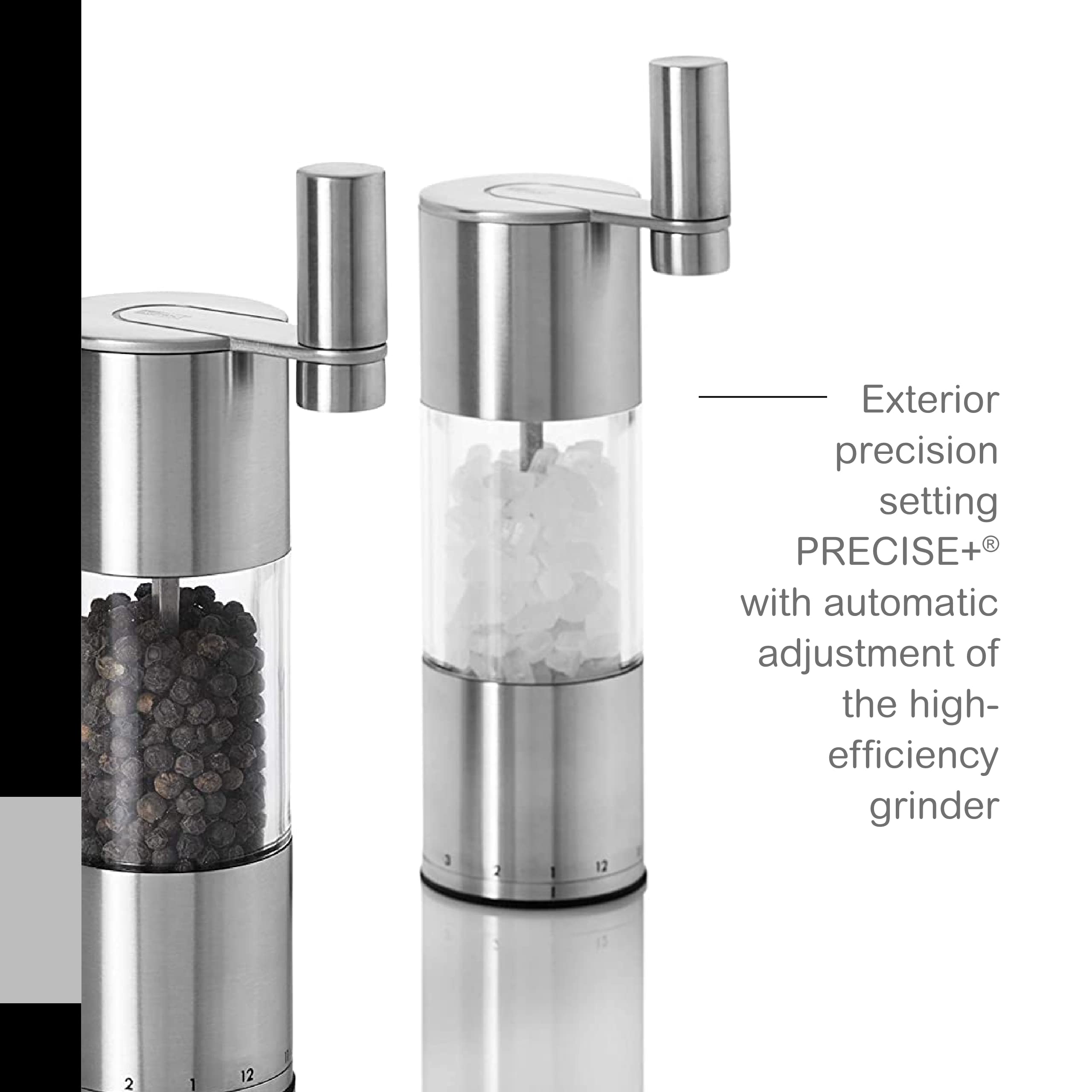 Adhoc Select Salt Or Pepper Grinder - Manual Salt & Pepper Mill With A Gear Crank System - Adjustable Grind Level From Fine To C