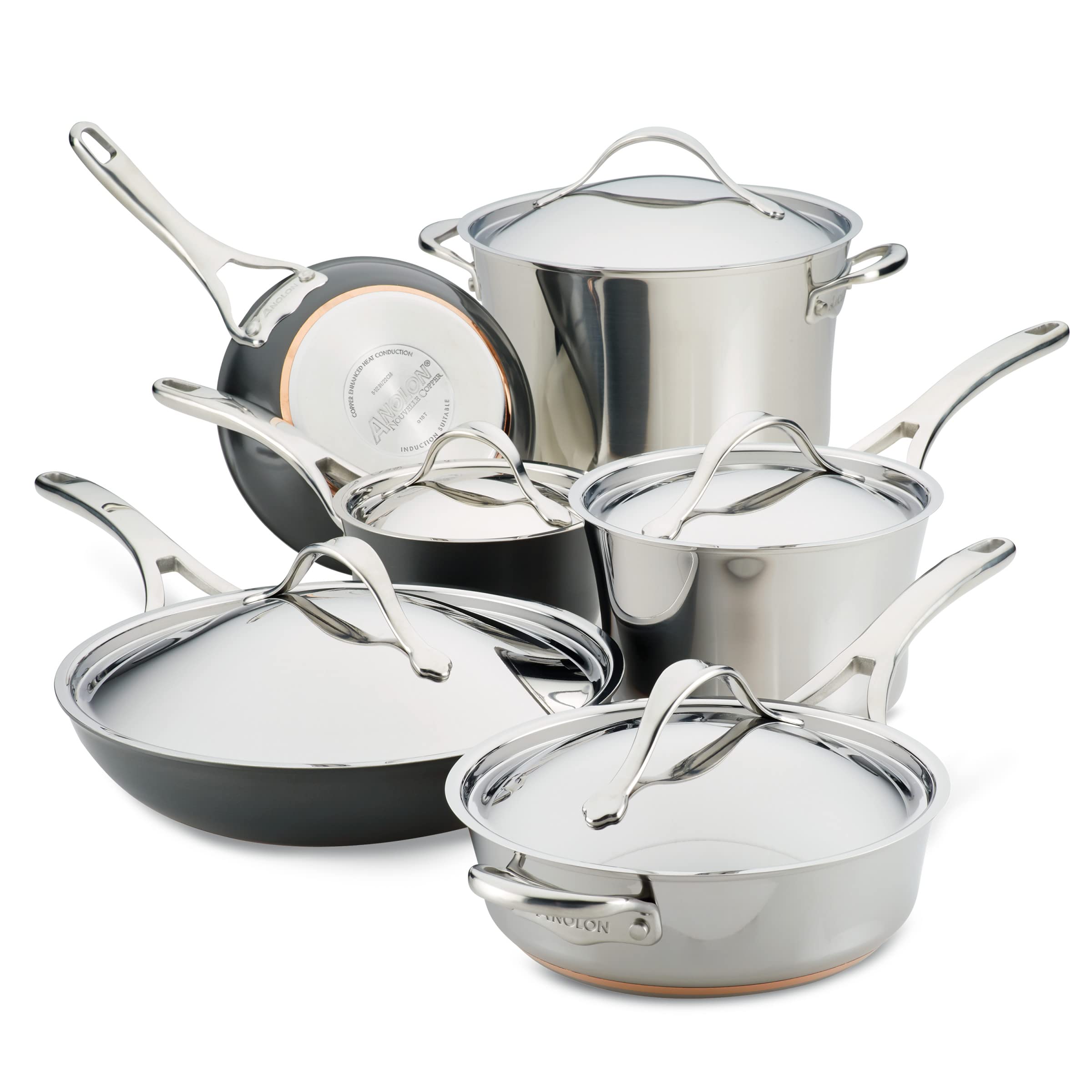 Anolon Stainless Steel & Hard Anodized Aluminum, Cookware Set (11 Piece)
