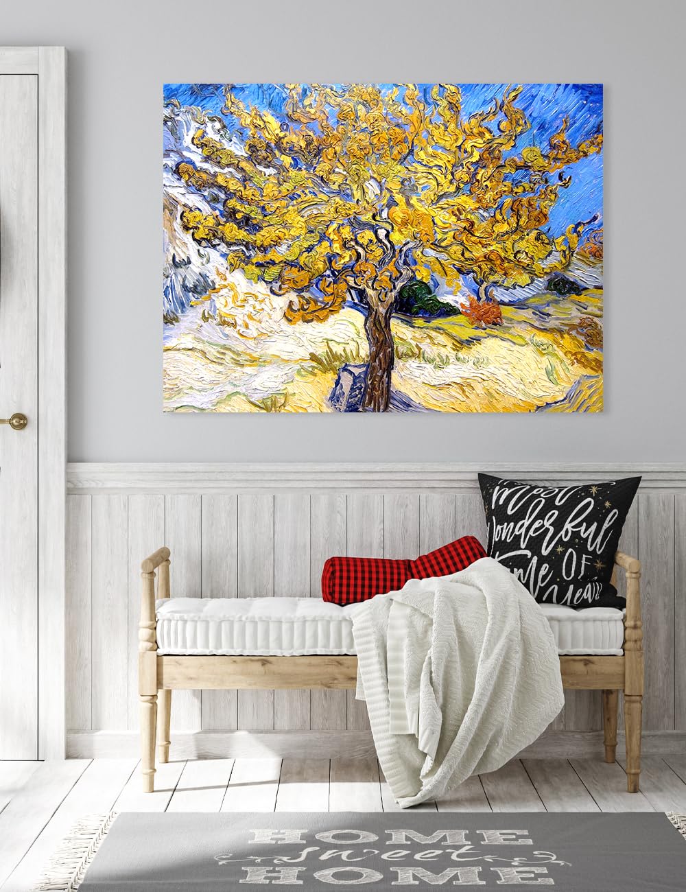 Decorarts - The Mulberry Tree, Vincent Van Gogh Reproductions. Oversize Giclee Canvas Print Wall Art For Home Wall Decor. 40 X30