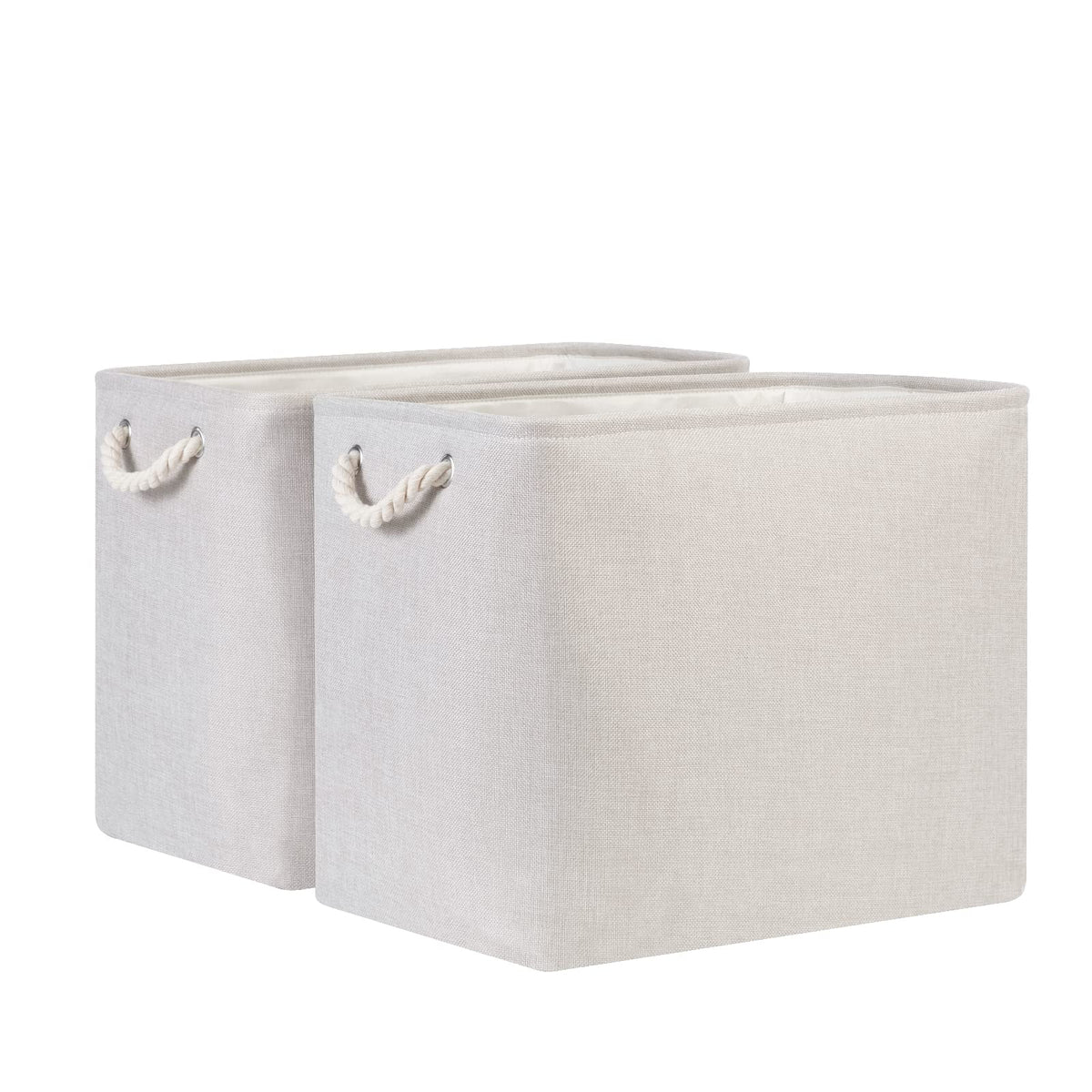 Bidtakay Fabric Beige Baskets Extra Large Organization Baskets For Clothes Set Of 2 Collapsible Storage Bins For Shelves Cabinet