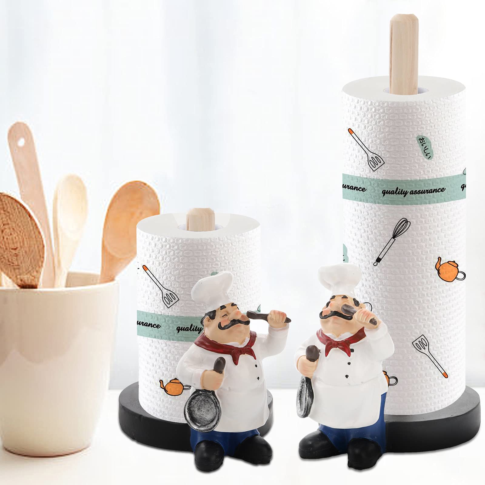 Suwimut Chef Style Paper Towel Holder, Resin Crafts Display Chef Figurines Creative Roll Paper Stand For Countertop Kitchen Cafe