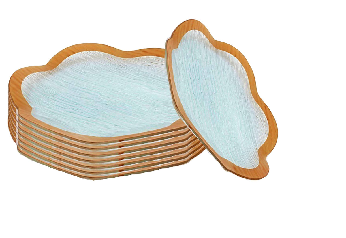 Gac Unique Design 6 Inch Scalloped Tempered Glass Small Round Dessert Plates Set Of 8 - Break And Chip Resistant - Oven, Dishwas