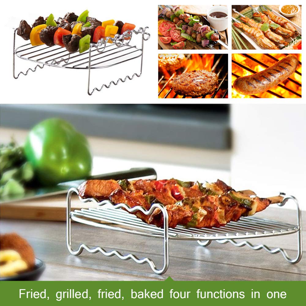 Air Fryer Double Layer Rack, Air Fryer Accessories Multi-Purpose Rack Fits Most 4.2Qt Or Above(8In,4Pins)