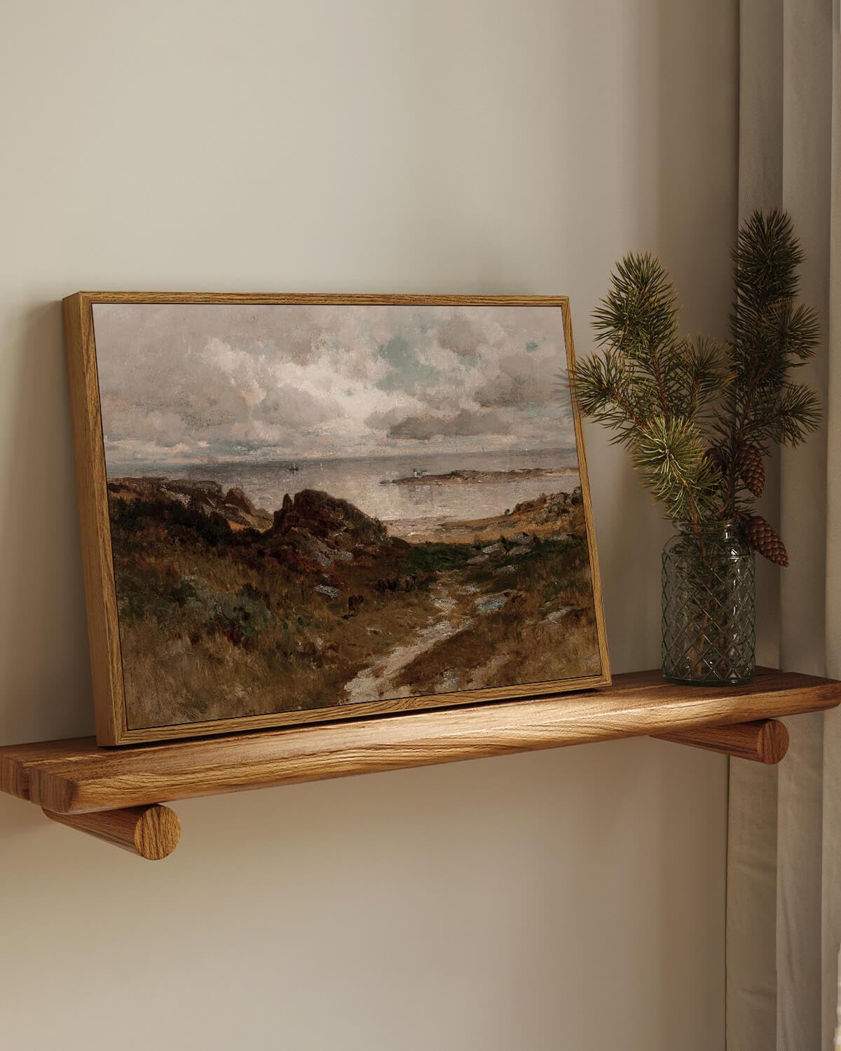 Insimsea Framed Canvas Wall Art Vintage Decor, Room Decor Coastal Landscape Wall Art Paintings Prints, Home Decor Wall Art For L