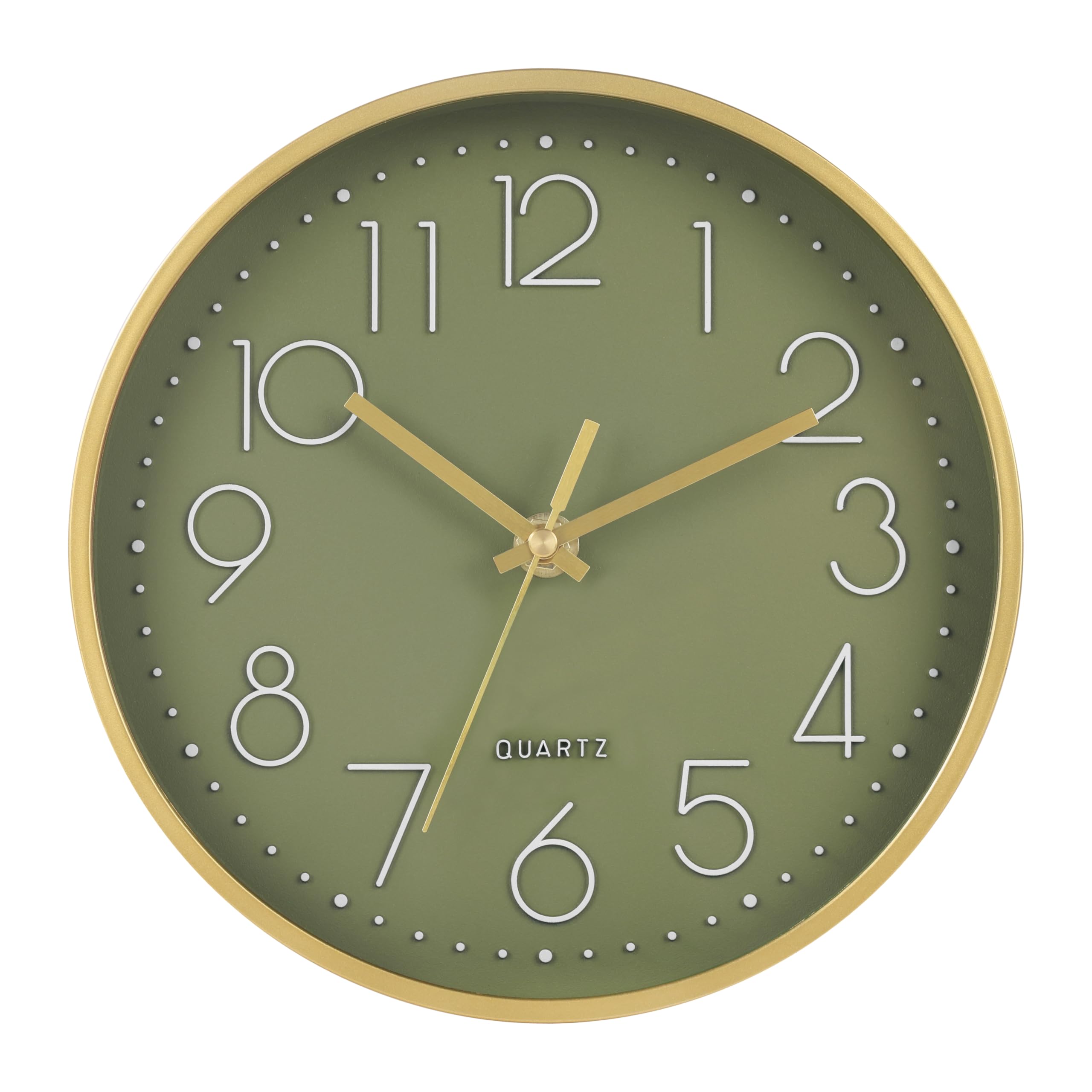 Horizent Wall Clock Green,8 Inch Modern Wall Clocks Battery Operated Silent Non Ticking For Bedroom Kitchen Office Bathroom(Oliv
