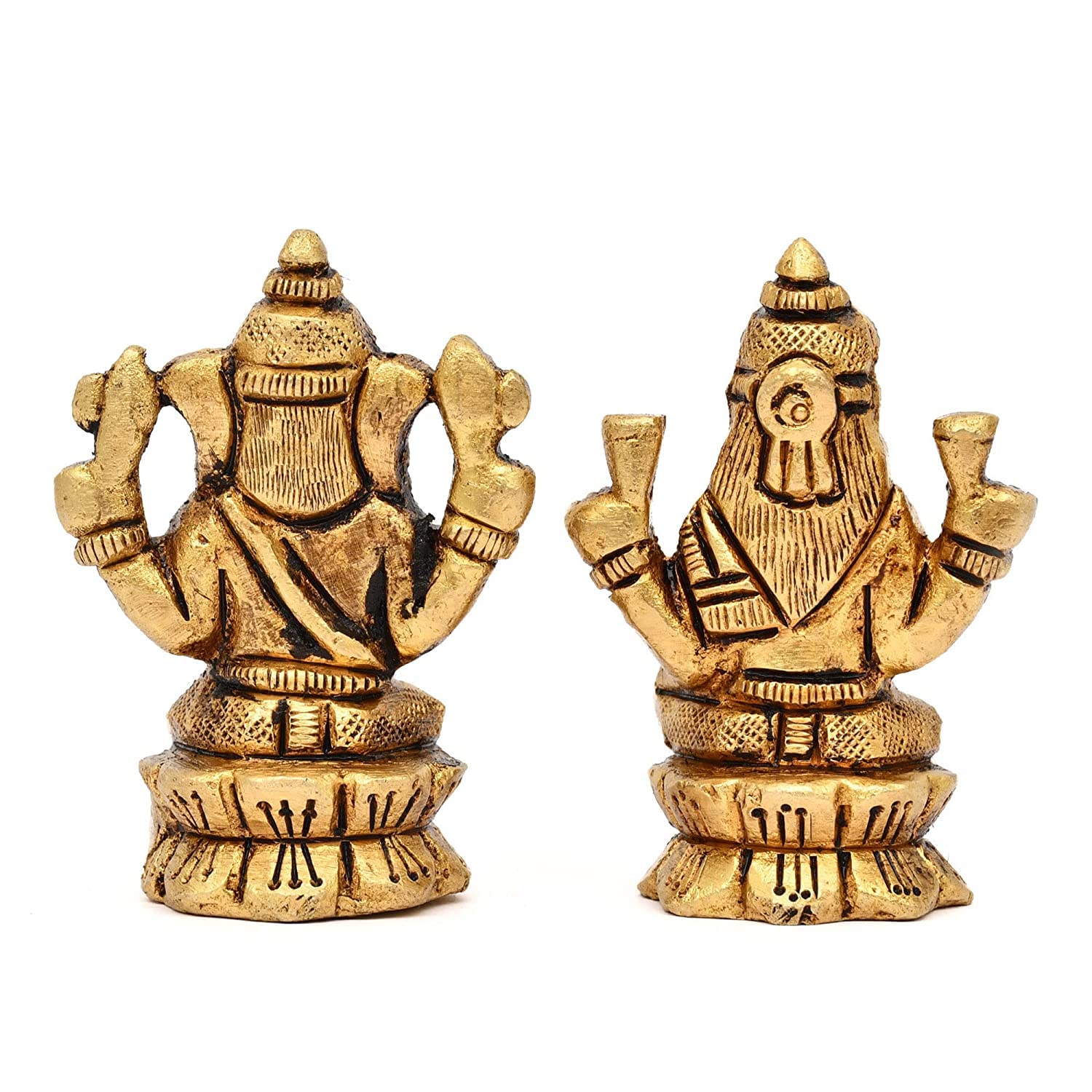 Aargkraft Brass Laxmi Ganesh Ji Idol With Temple Showpiece Ideal For Home Office Pooja Decor | Lakshmi Ganesha Idol With Mandir