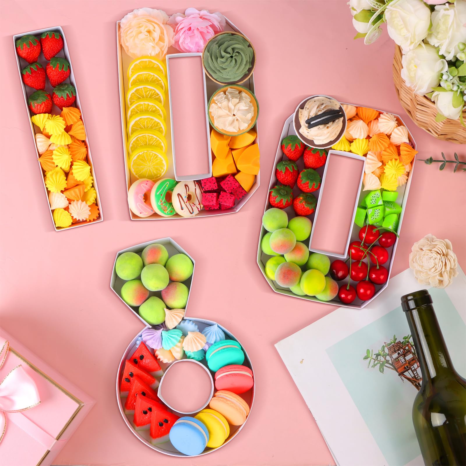 Furbeko 4 Pcs Fillable I DO Cardboard Letter for Charcuterie 10 Wedding Fillable Tray Sweets Chocolate Candy Cupcake Container P