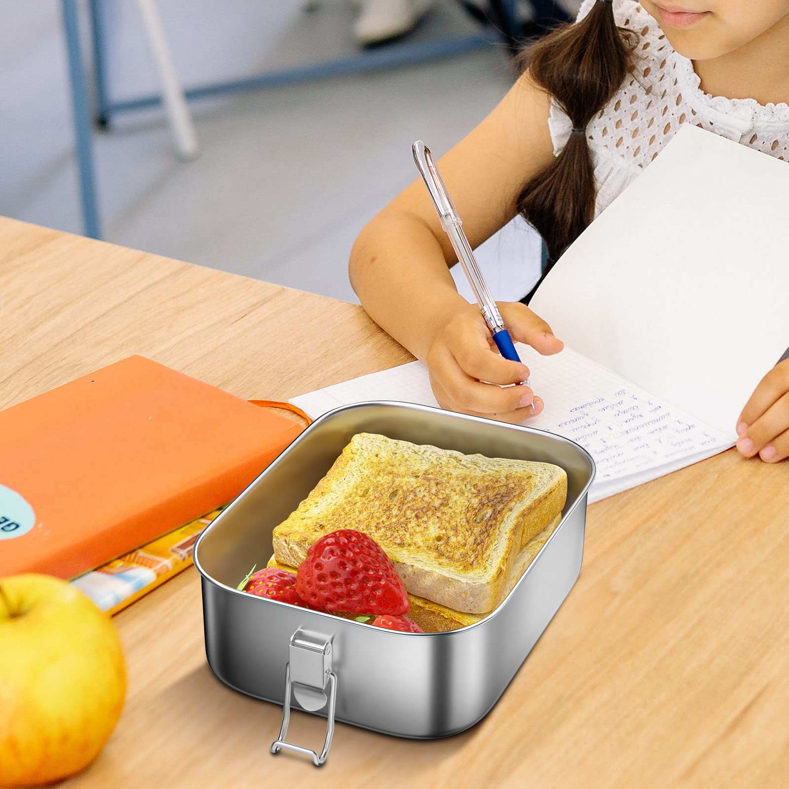 G.a HOMEFAVOR Stainless Steel Bento Box  900ML/30 oz Leakproof Metal Bento Lunch Box  Leak-proof Design with Lockable Clips Food Storage Containers for Adults