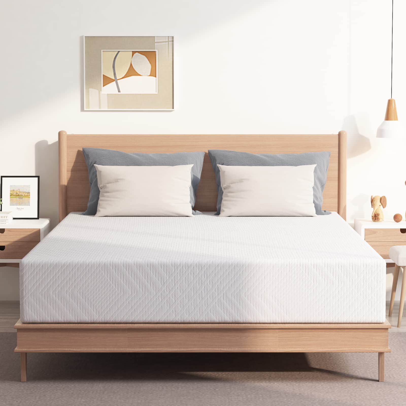 Ego White 10 Inch King Memory Foam Mattress, Cooling Gel Green Tea Mattress Bed In A Box, Certipur-Us Certified, 76''?0'', Mediu