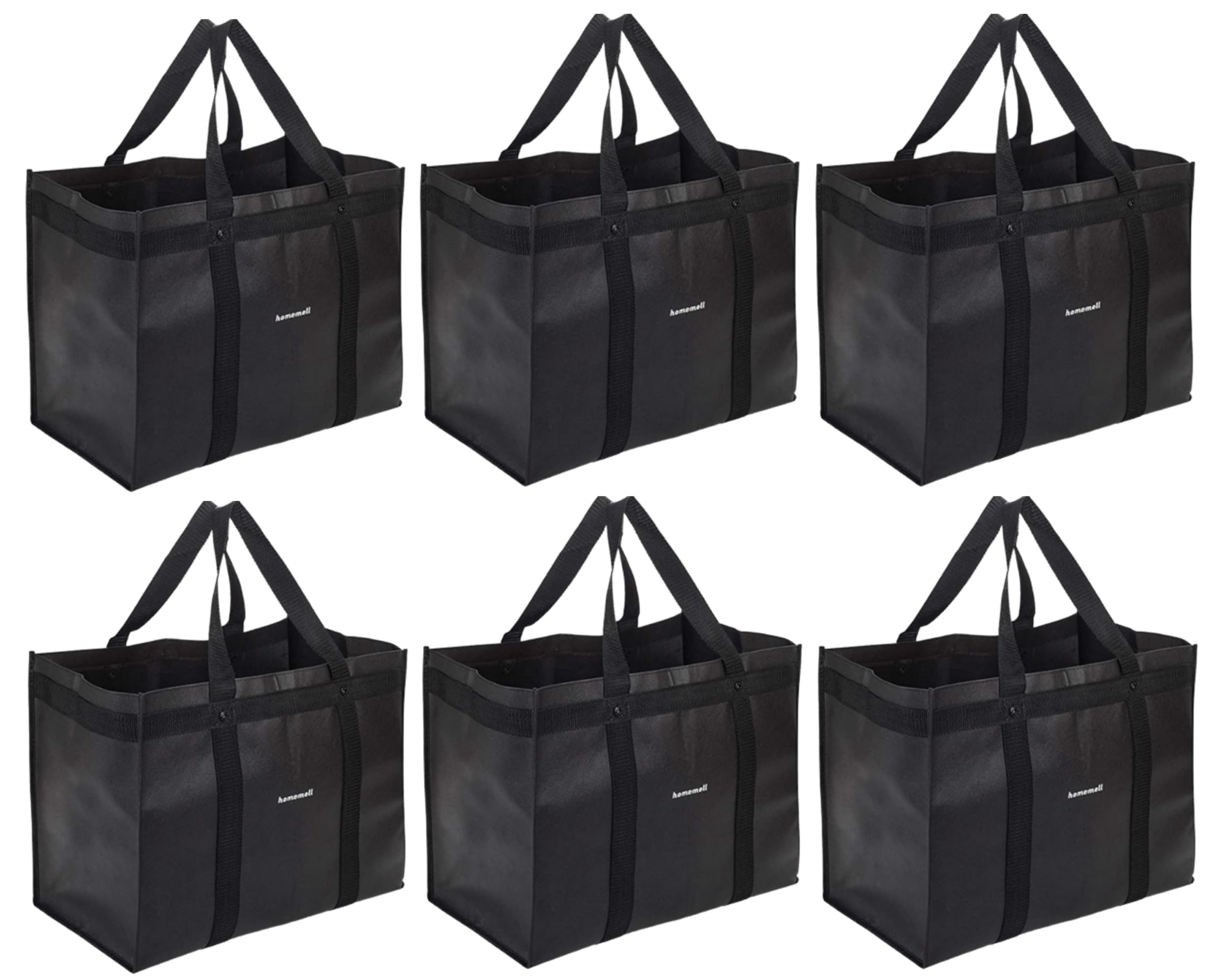 Homemell Heavy Duty Reusable Grocery Bags, Extra Large Collapsible Tote Bag Holds 100 Lbs, Extra-Strength Premium Material (Blac
