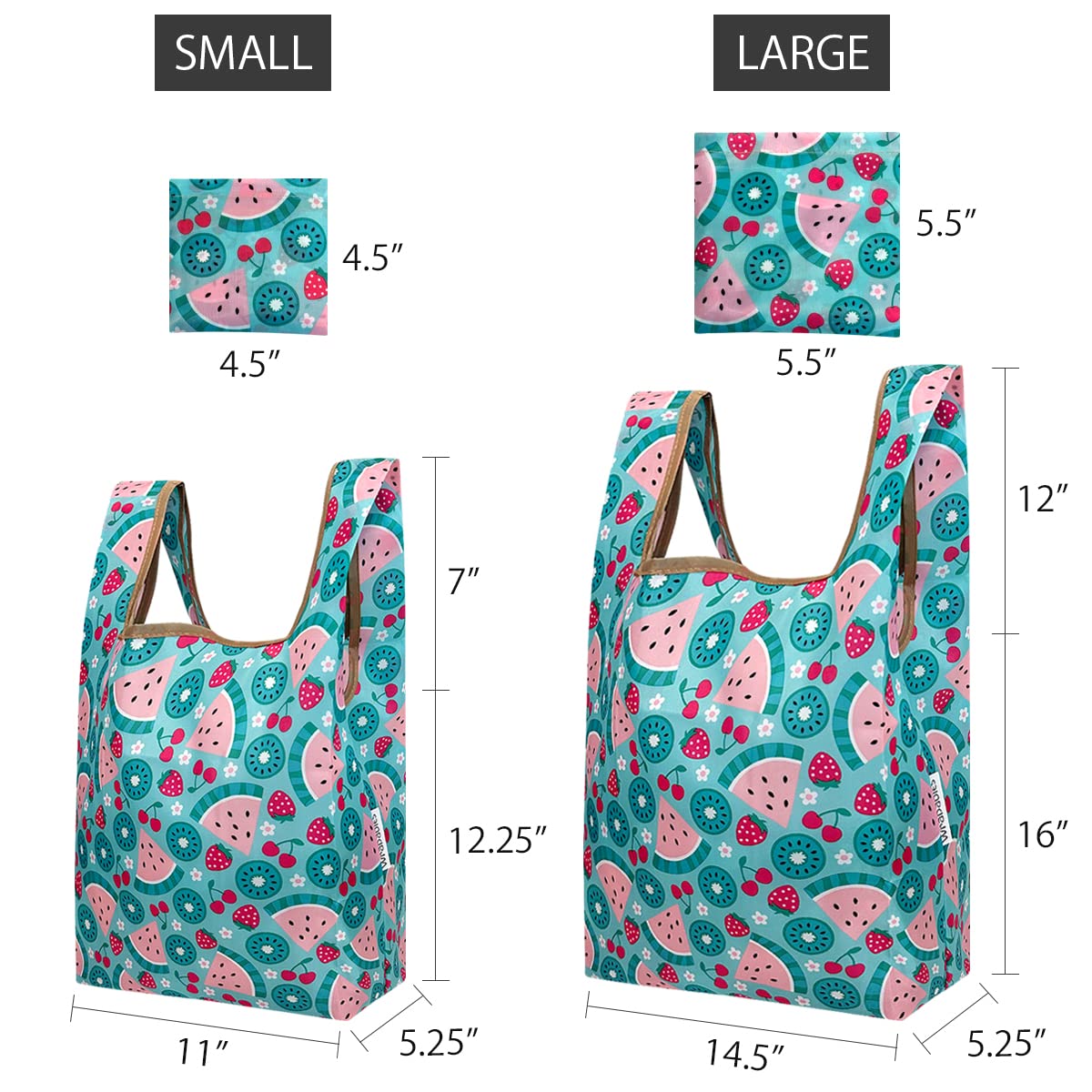 Wrapables Jolibag Collection Reusable Shopping Bag (Set Of 2), Kiwi & Watermelon