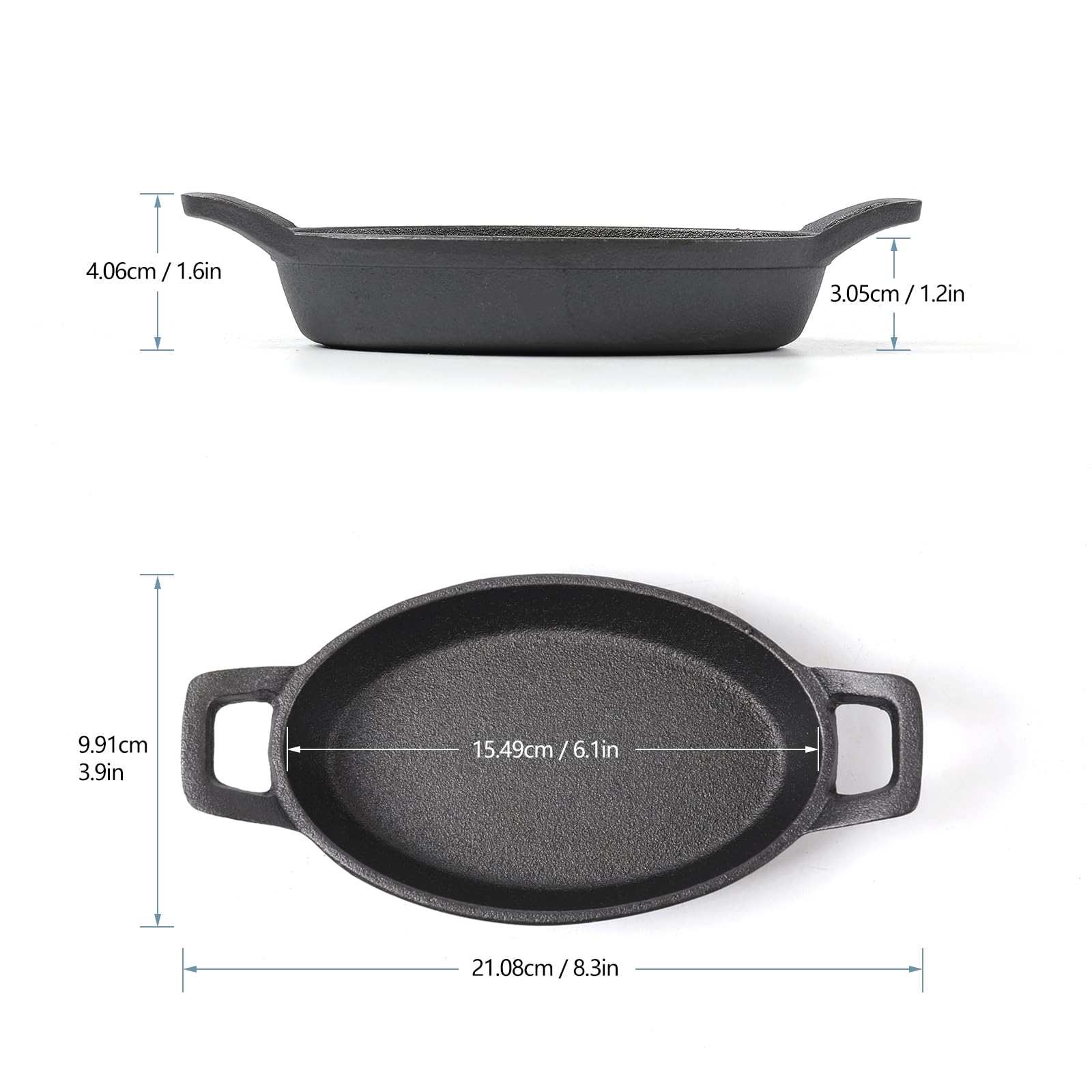Hawok Cast Iron Mini Oval Serving Dish 6.1 Inchx 3.85 Inch 8Oz