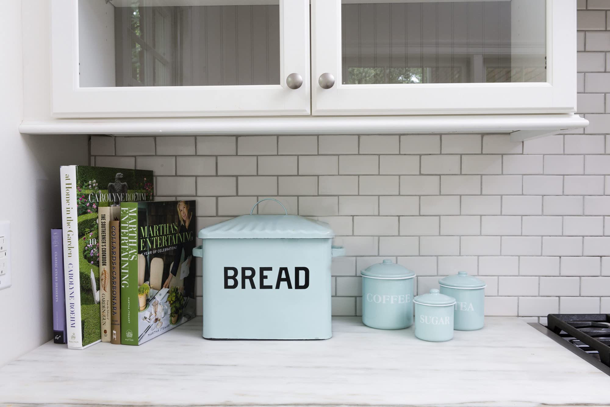 Creative Co-Op Metal Containers With Lids, Coffee, Tea, Sugar (Set Of 3 Sizes/Designs) Food Storage, Mint Green