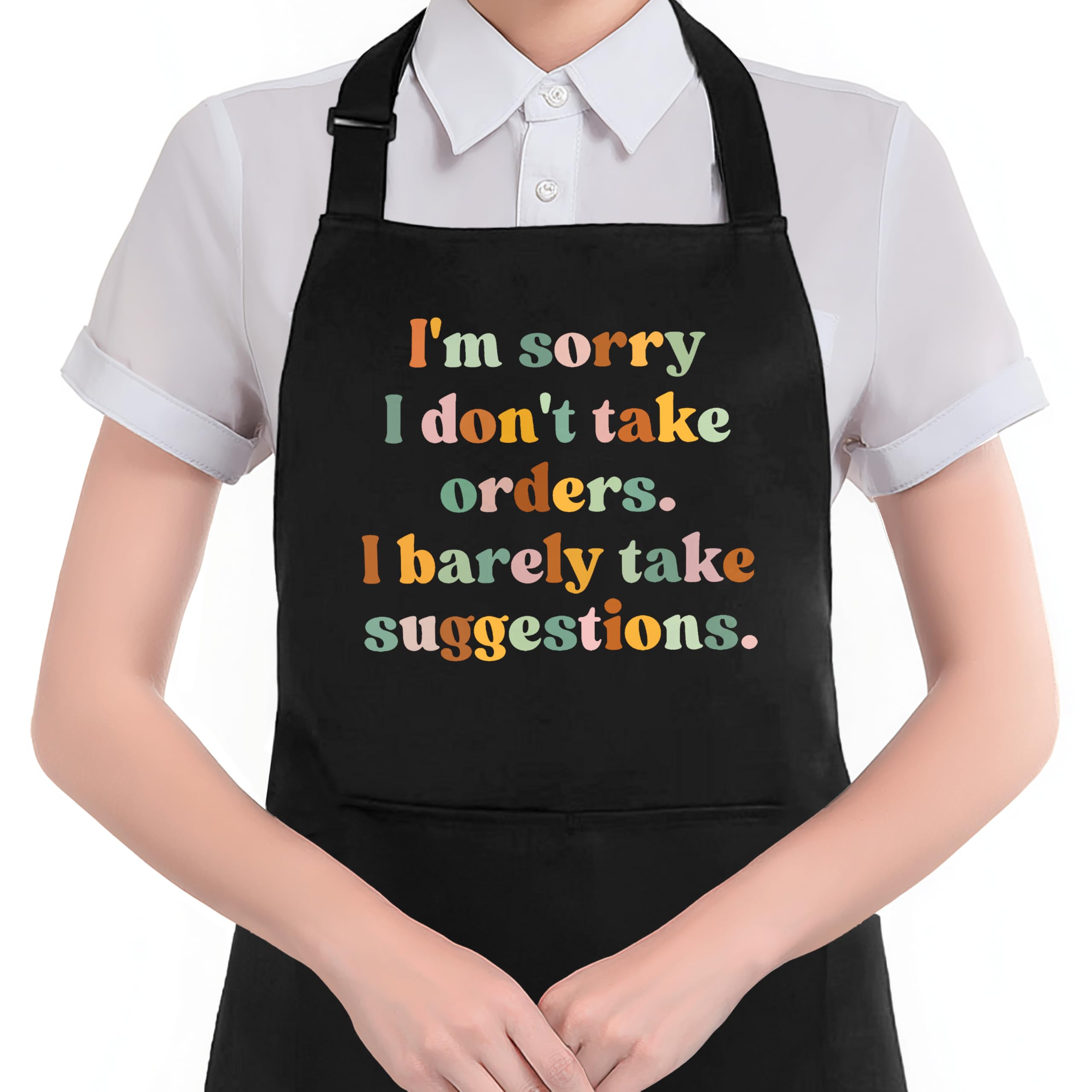Hugane Funny Apron With Pockets For Women Men, Sarcastic Quote IM Sorry I DonT Take Orders Waterproof Adjustable Cooking Apron