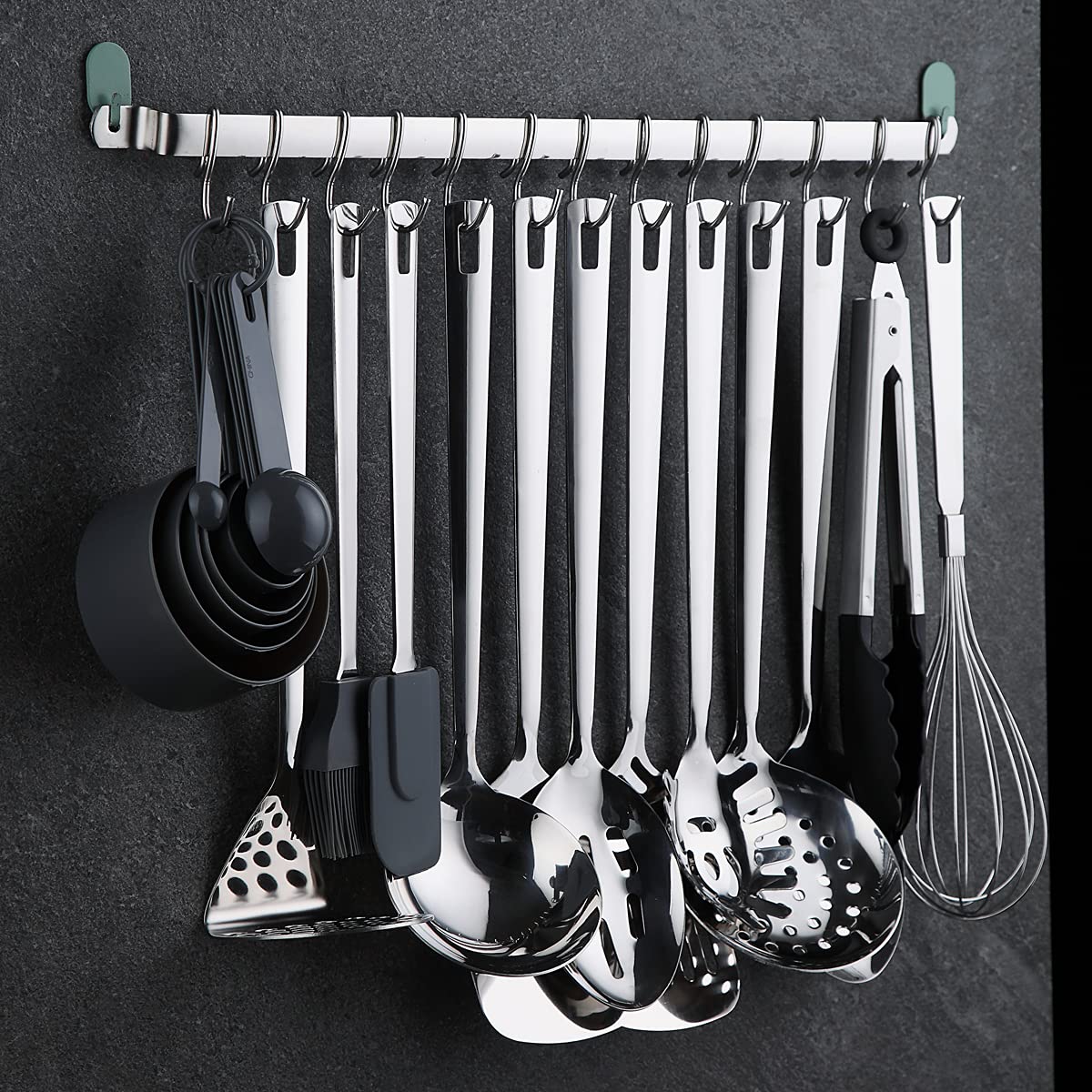 Kyraton 37-Piece Stainless Steel Cooking Utensils Set, Non-Stick, Heat Resistant, Silver, Model KT280.S37