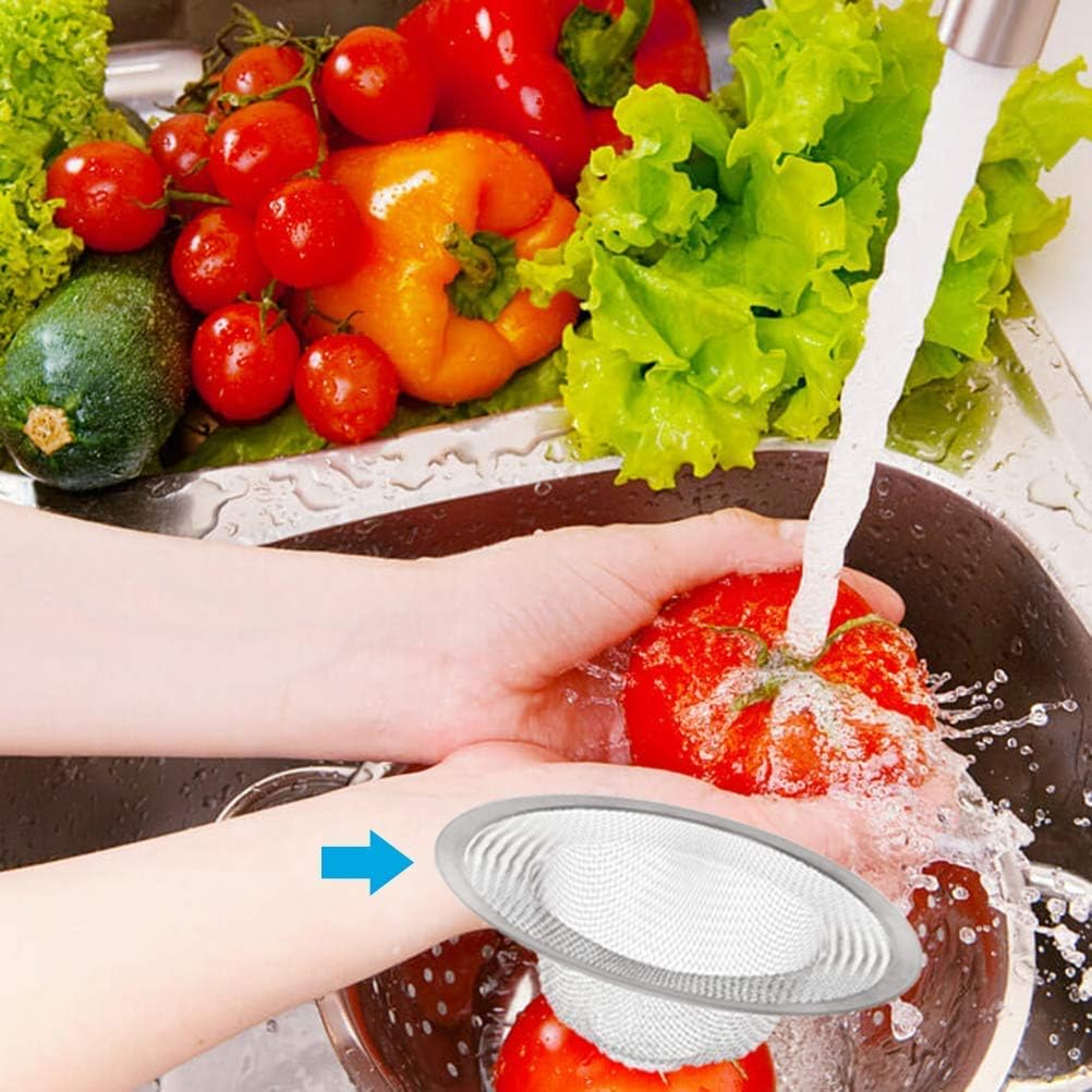 2 PCS Stainless Steel Sink Strainer 4.5'' Diameter  Mesh Metal Drain Strainer  Fine Mesh Kitchen Sink Strainer  Hair Basket Drain - Fits Most Kitchen Sink  Bathroom Bathtub  Shower Drains
