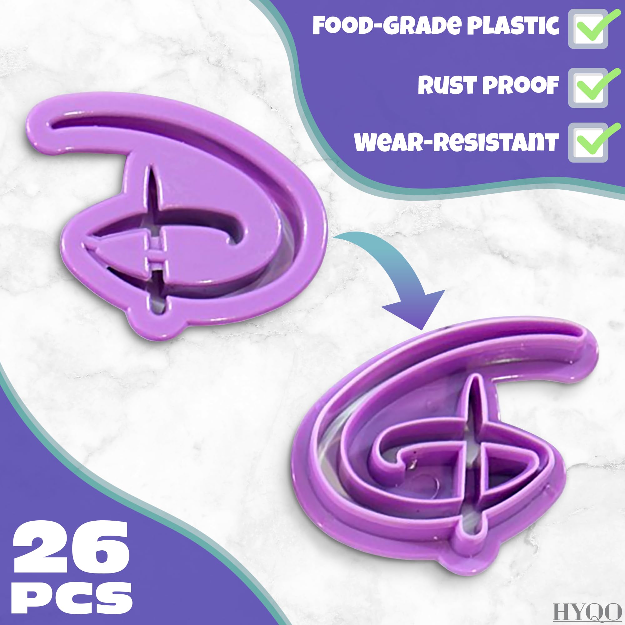 26 Alphabet Fondant Cutters - Fondant Embosser Stamp For Cursive Alphabet Letters For Cake Decorating Alphabet Cookie Cutters Fo