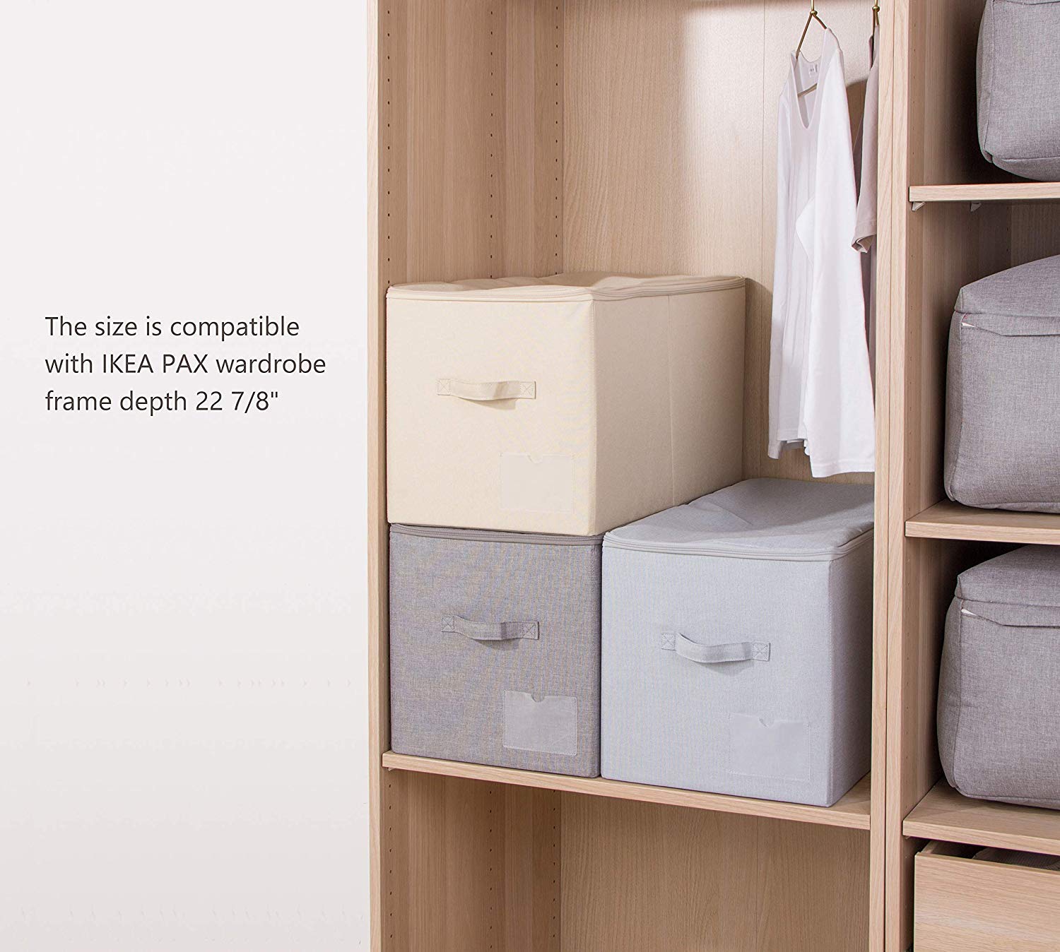 Iwill Create Pro Pack Of 2, Zip Lidded Wardrobe Storage Bins,Collapsible Fabric Storage Boxes For Clothing, Bedding, Toys, Blank