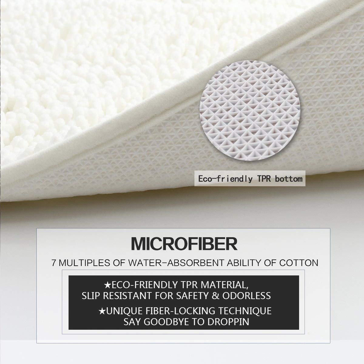 Mayshine Bathroom Rug 39X24, Soft Plush Chenille Bath Mat, Pvc Non Slip Backing, Absorbent Washable Quick Dry Bathroom Rugs, Bat