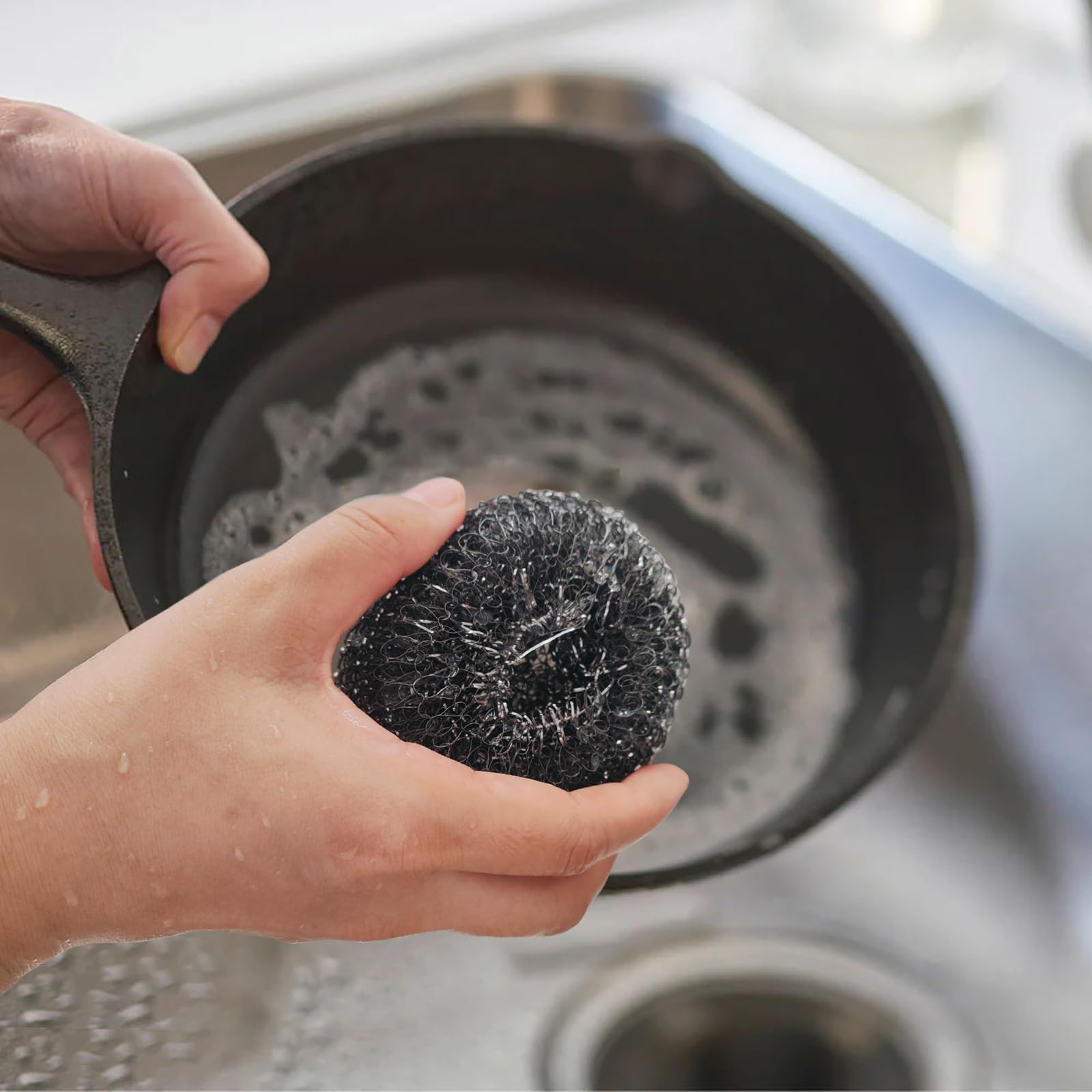Heavy-Duty Stainless Steel Wool Barbecue Grill Cleaning Scrubber Pads, Replacement Steel Wool Brush Head For Grill Brush, 4 Pack