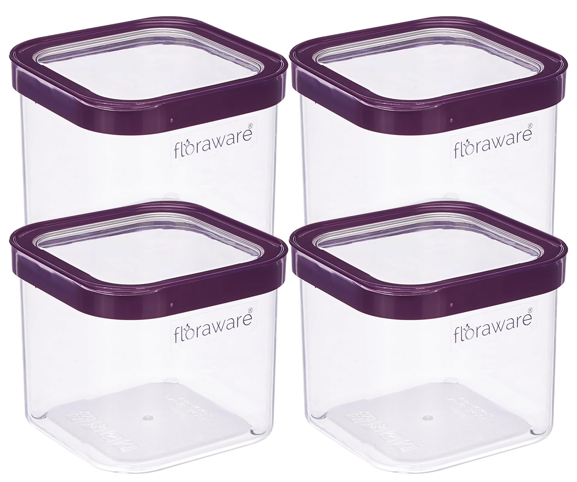Floraware Food Safe Plastic Multiuse Square FitLock Airtight Storage Jar, Containers For Kitchen Storage Set I Grocery Kitchen 
