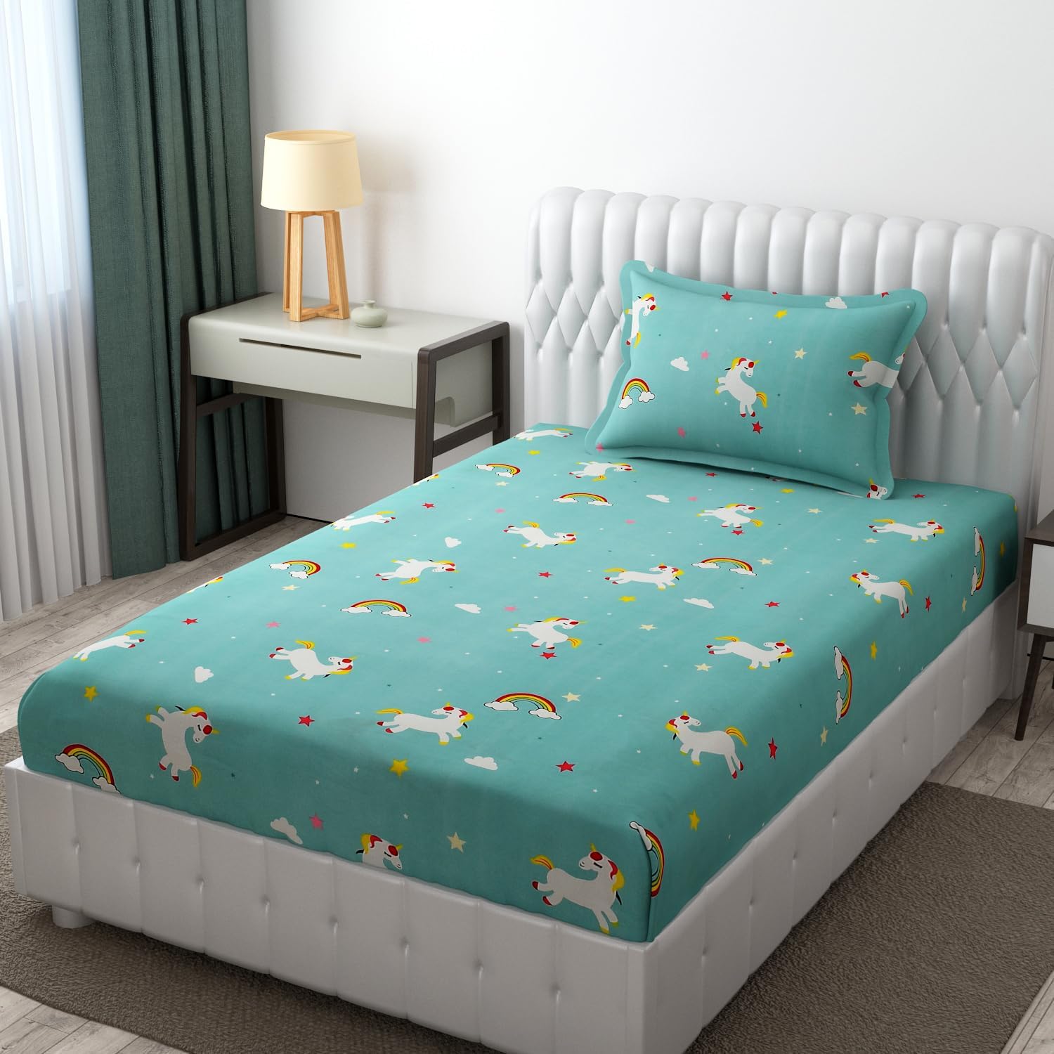 Amazon Brand - Umi Super Soft Brushed Microfiber Cotton Bedsheet With 1 Pillow Cover - Printed Single Bedsheet (60X90, Inches, 1
