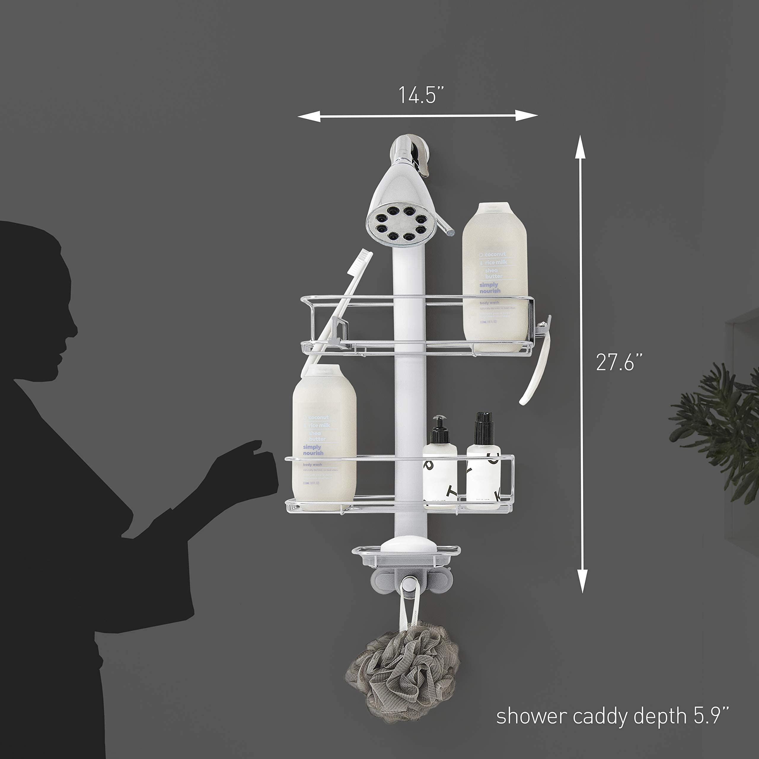 Simplehuman Adjustable Shower Caddy, Stainless Steel And Anodized Aluminum
