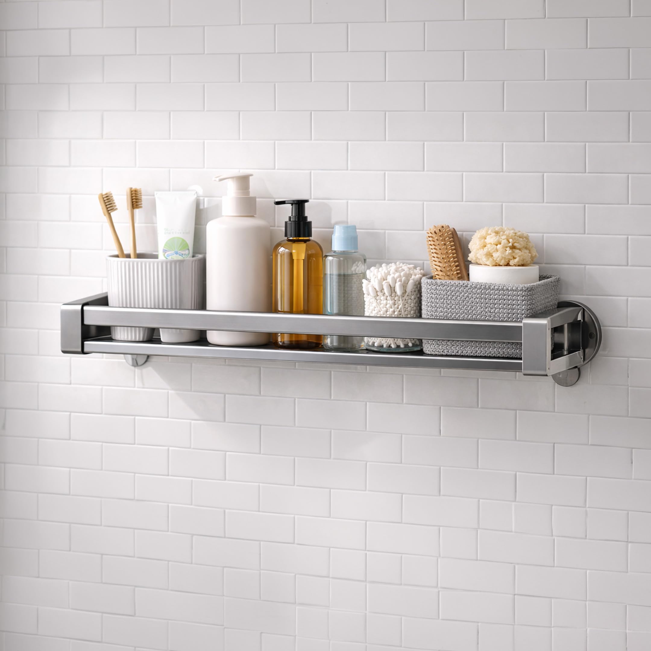 Homeessentials Carbon Steel Storage Rack: HeavyDuty Suction Cups  DrillFree Wall Mount For Kitchen & Bath  RustProof Metal 