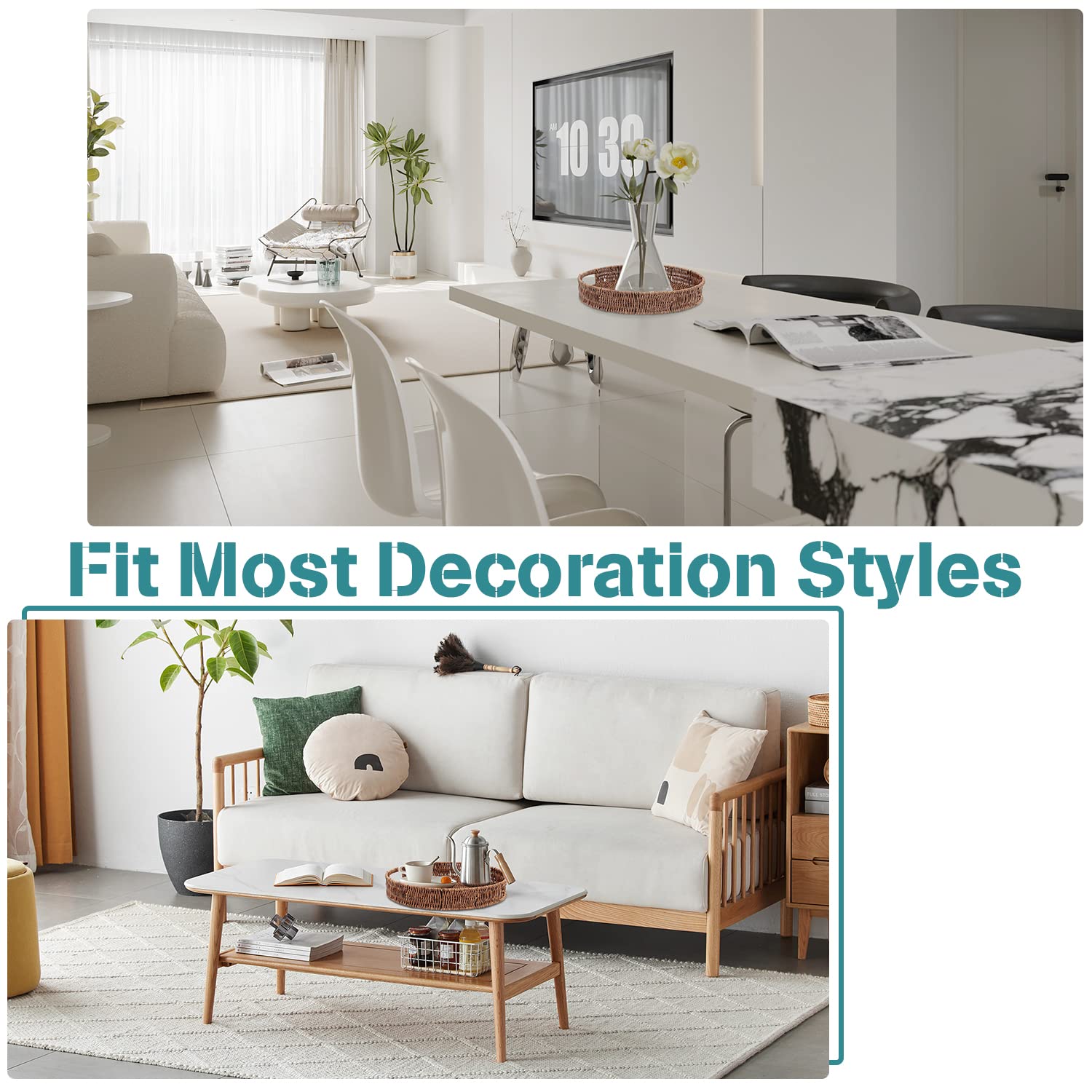 Sedison Rattan Tray 13.8 Inch / 35Cm Hand Woven Wicker Tray For Coffee Table Home Kitchen Decorative, Large Rattan Serving Tray