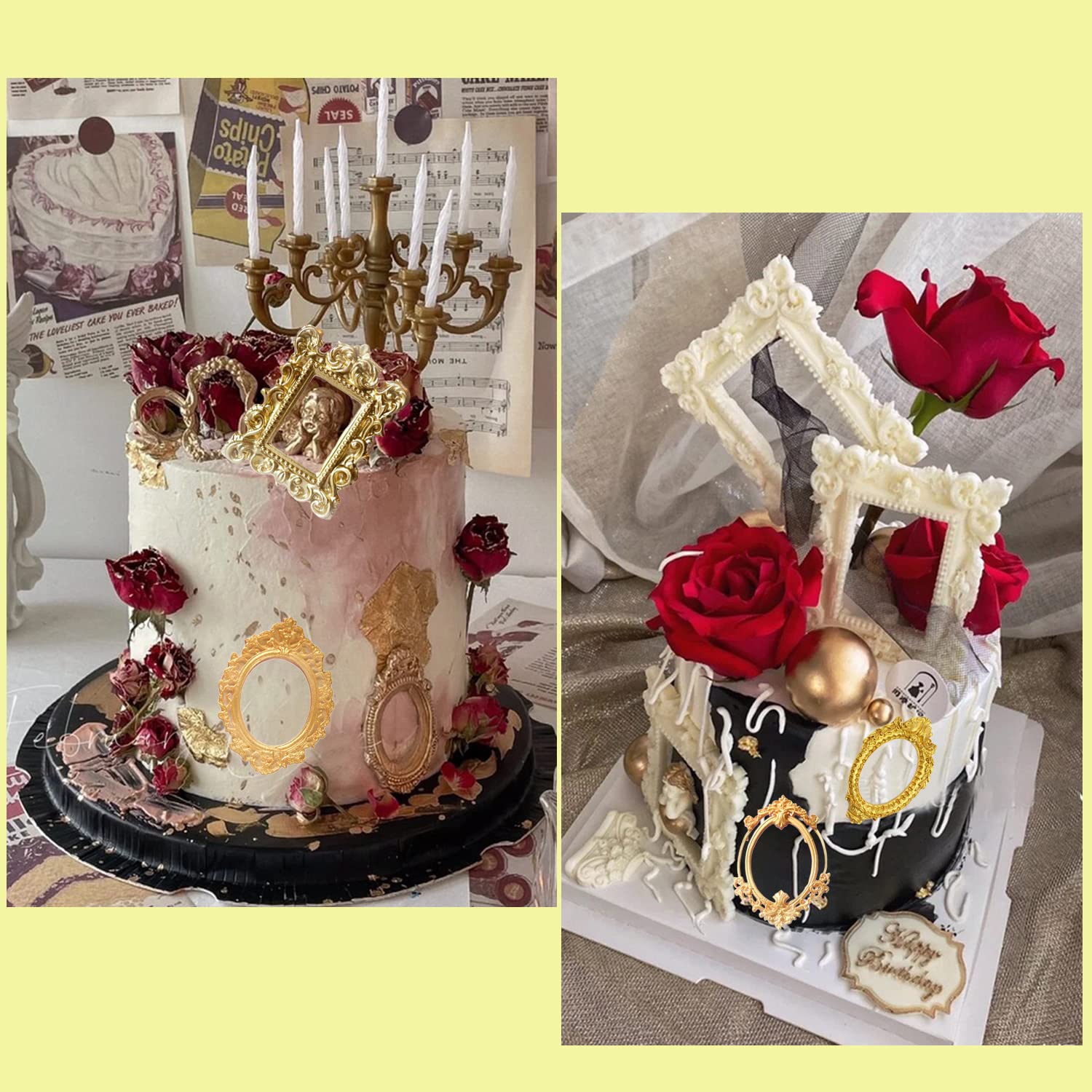 Zixiang Photo Frame Silicone Molds Baroque Style Picture Frames Fondant Mold For Cupcake Topper Cake Decoration Chocolate Candy