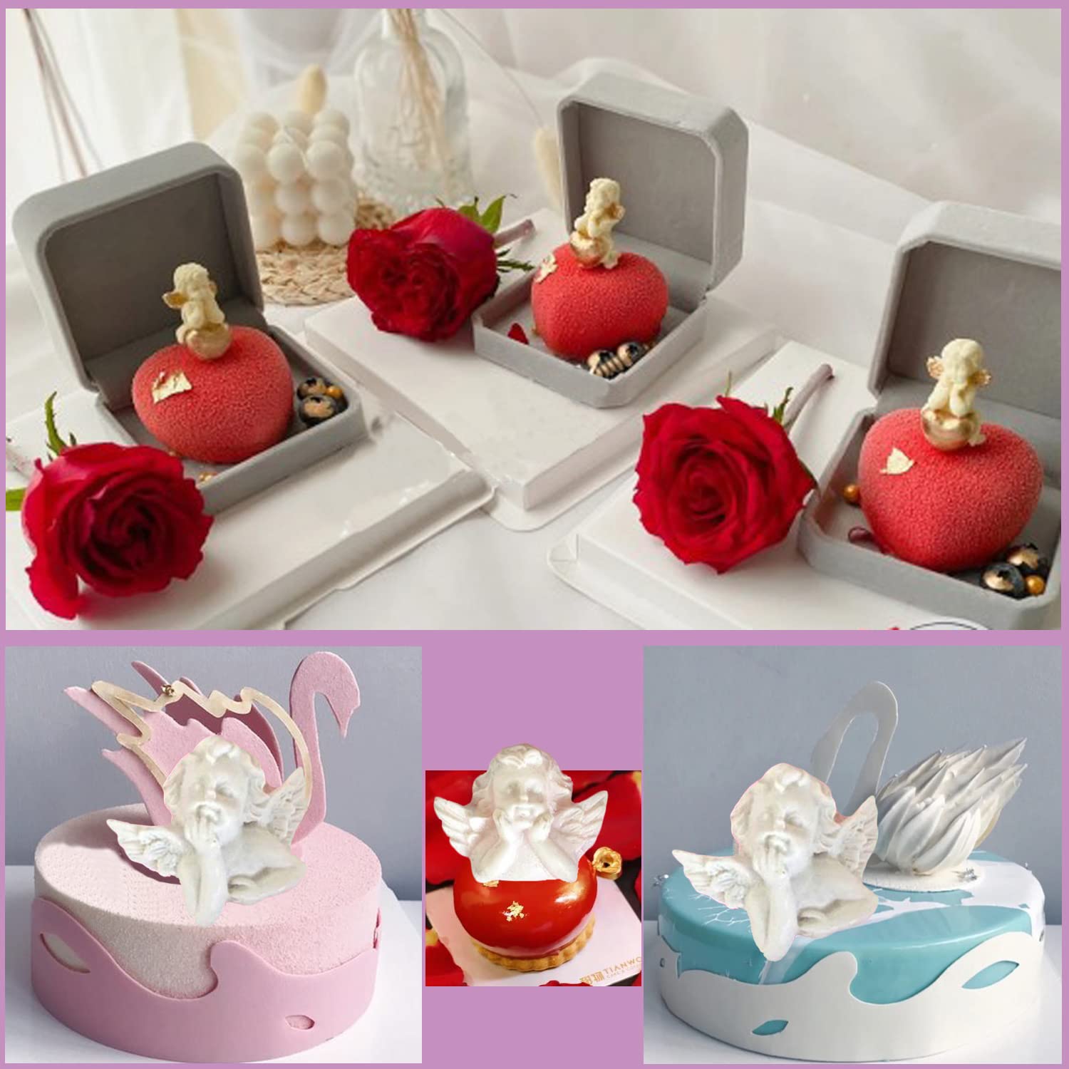 Zixiang Angel Baby Silicone Fondant Molds For Cake Decoration Cupcake Topper Candy Polymer Clay Chocolate Gum Paste Set Of 5