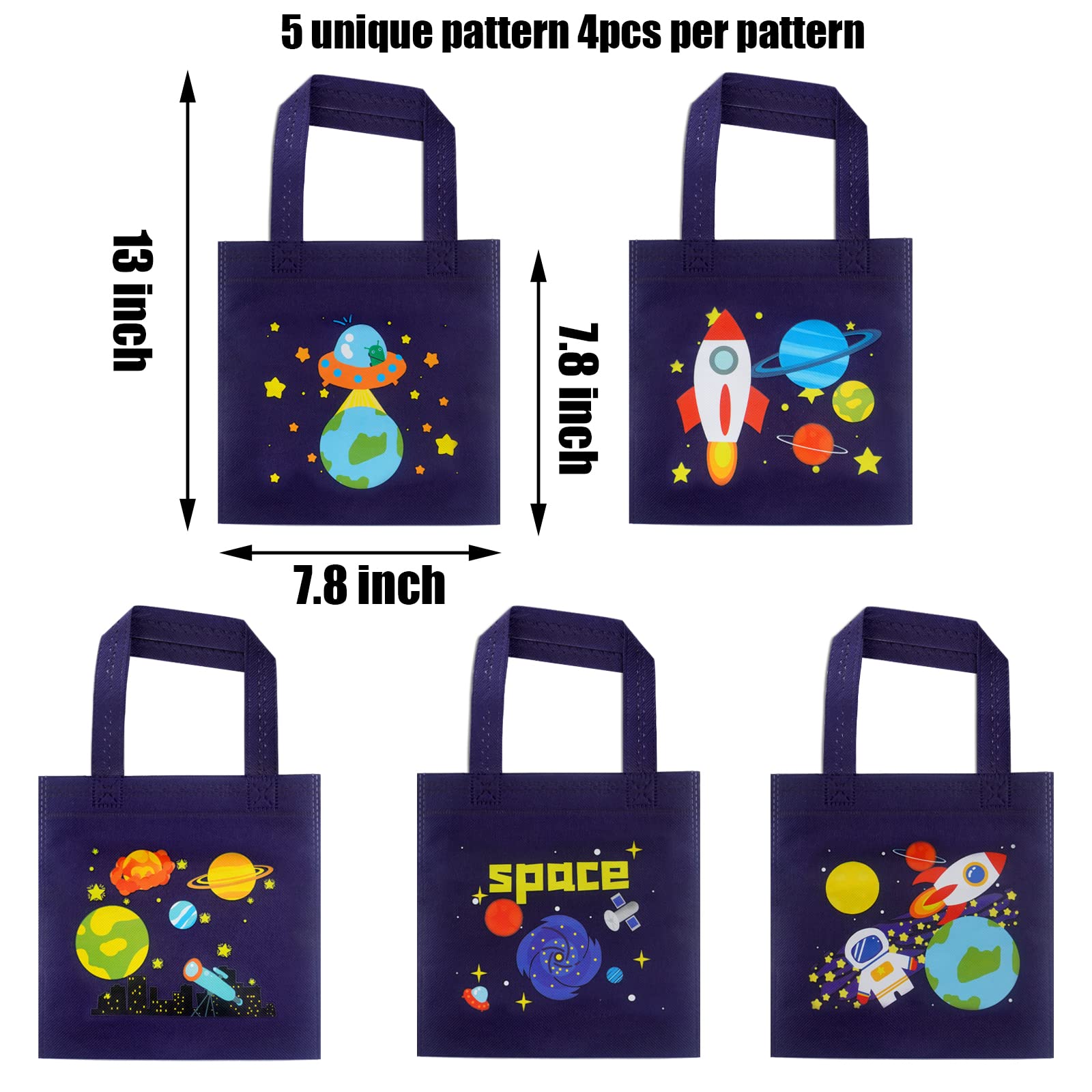 Banballon 20 Pcs Outer Space Party Favor Bags Space Non-Woven Gift Bags Treat Gift Bags For Kids Birthday Party Outer Space Them