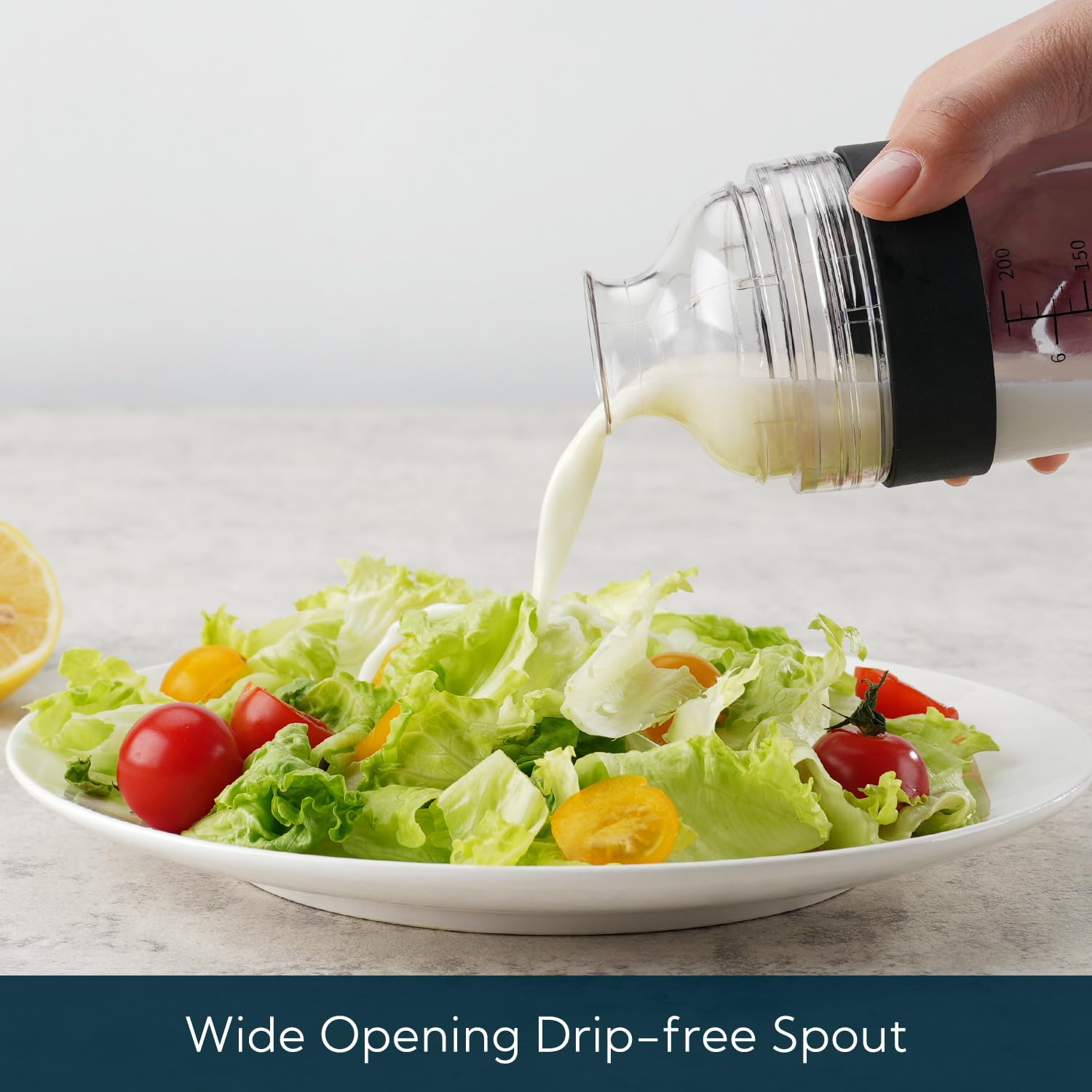 Kitchendao 2 In 1 Salad Dressing Shaker Container With Juicer, Pour Spout, Leakproof, Soft Grip, Dishwasher Safe, Homemade Oil A