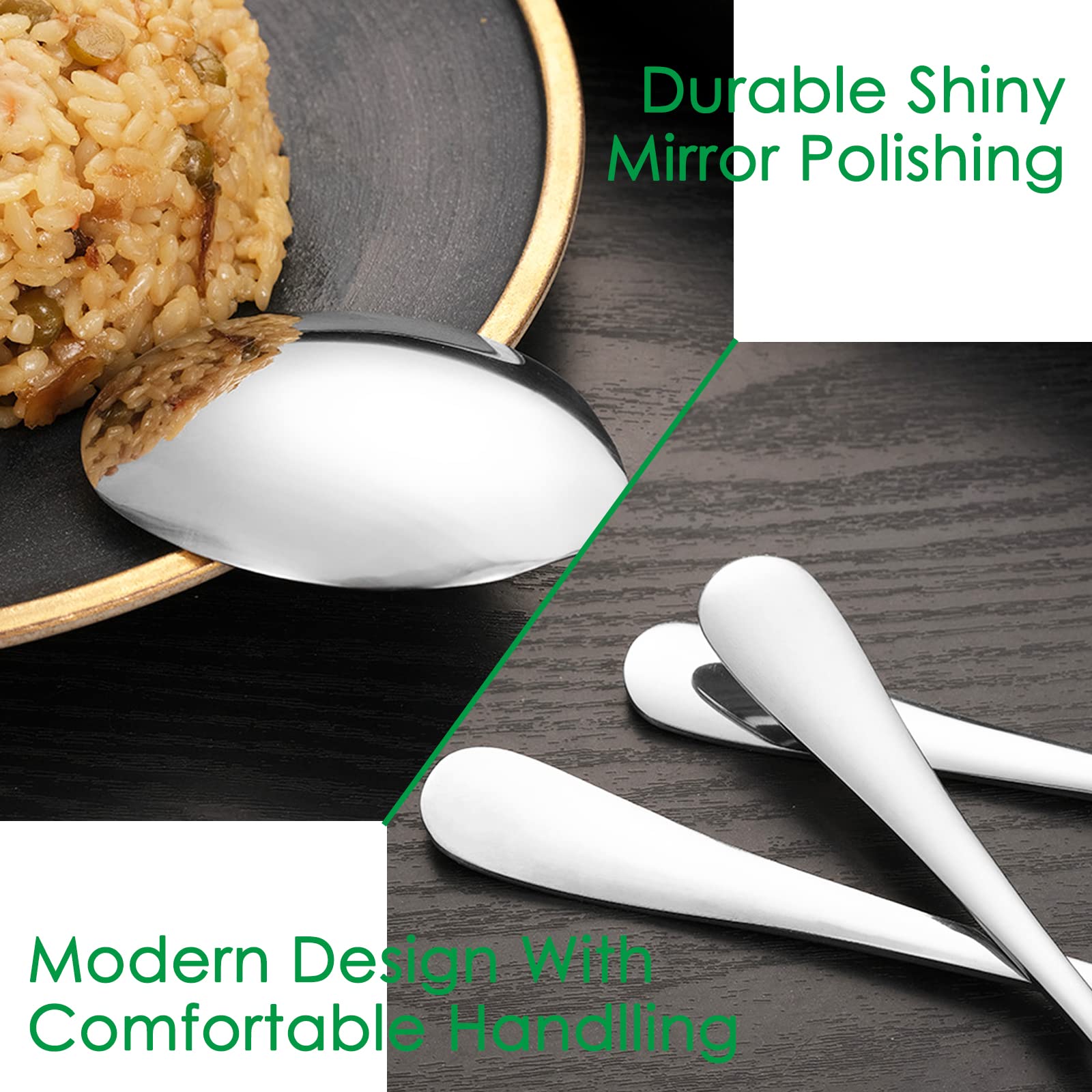 6 Pieces Large Serving Flatware Silverware Set, Findtop 2 Slotted Serving Spoon, 2 Serving Spoon And 2 Serving Fork For Party Bu