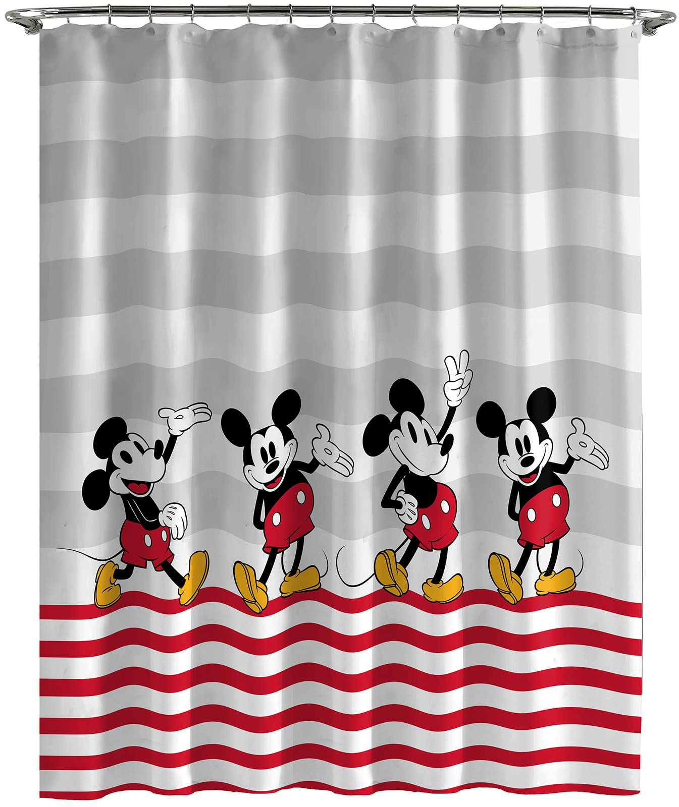 Jay Franco Disney Mickey Mouse Hello There Shower Curtain & Easy Care Fabric Kids Bath Curtain (Official Disney Product)