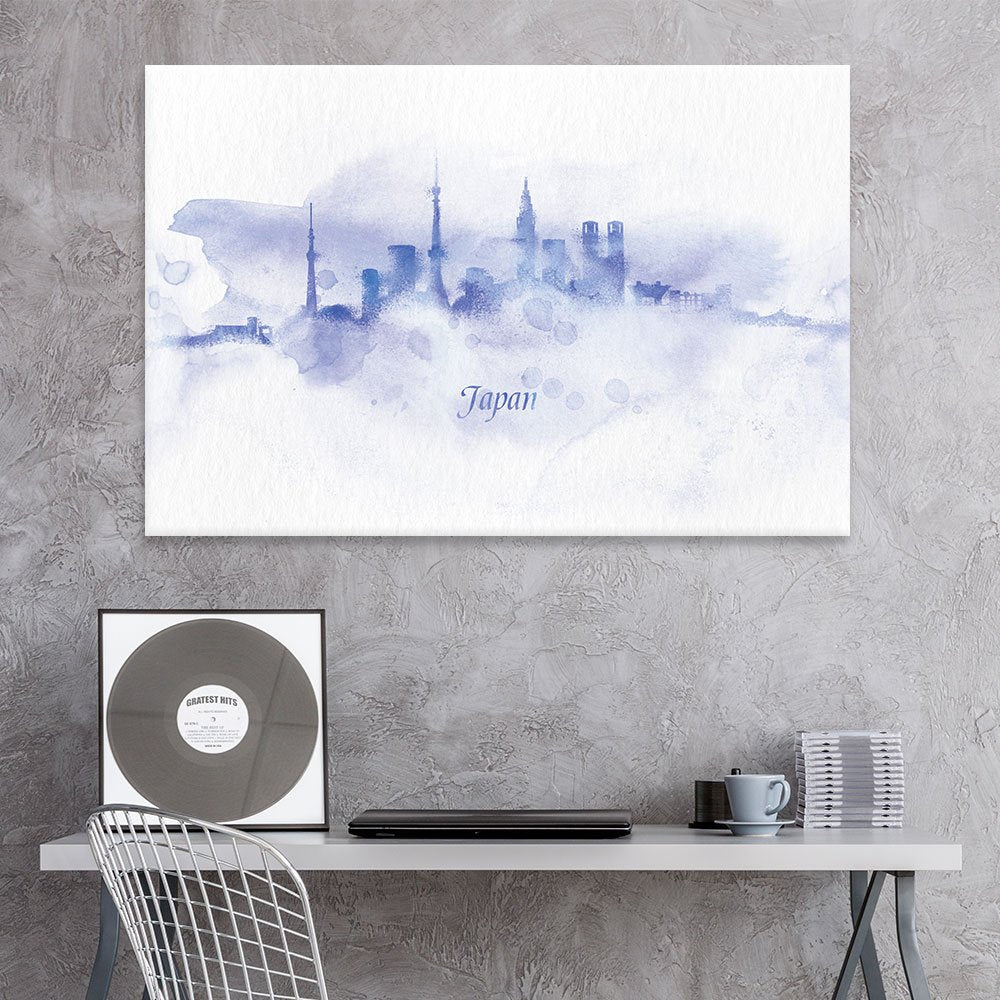 Wall26 Canvas Wall Art - Impressionism Watercolor Style City Landscape Of Japan - Giclee Print Gallery Wrap Modern Home Art Read