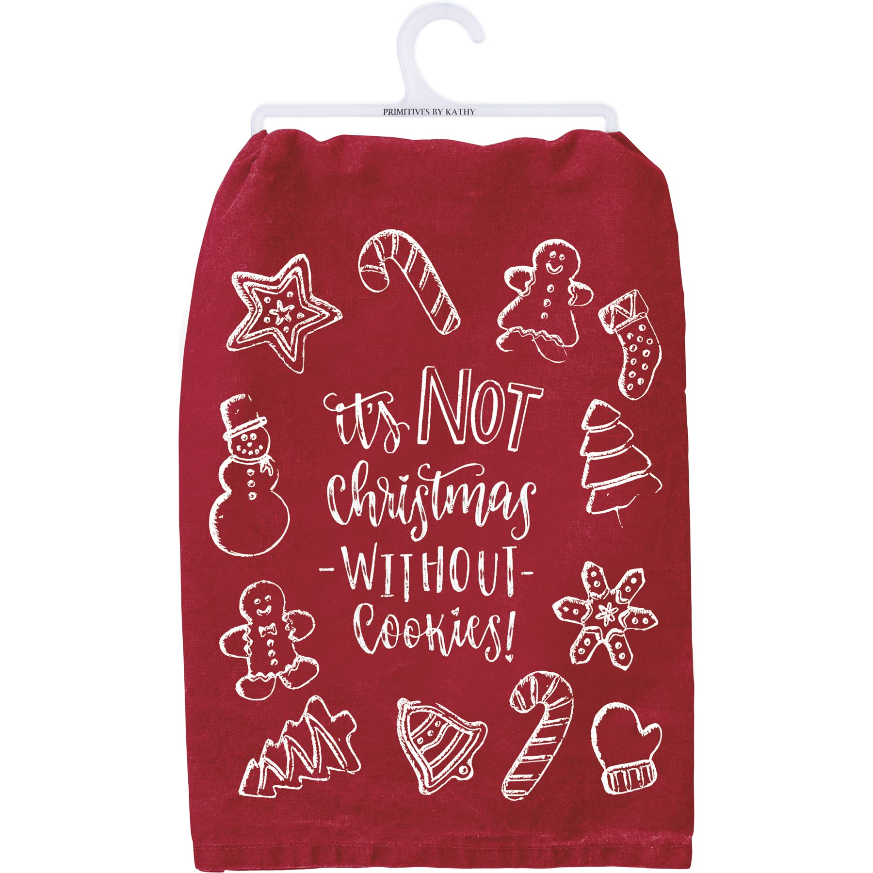 Primitives by Kathy Decorative Kitchen Towel - Its Not Christmas Without Cookies!, Fun Festive All Over Cookie Design