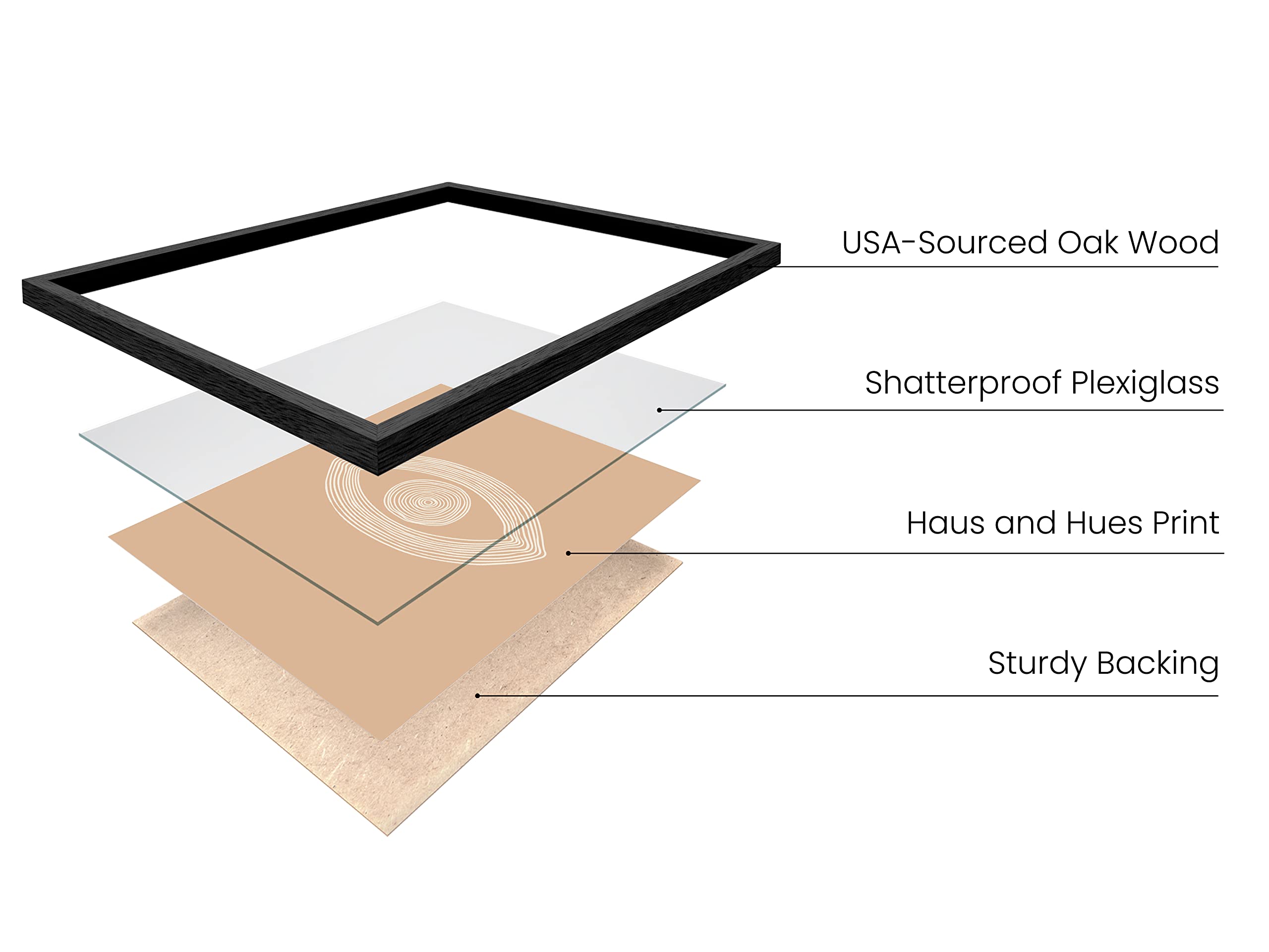 HAUS AND HUES Boho Posters Neutral Wall Art Prints - Boho Posters and Prints Abstract Art Wall Prints Boho Art Wall Decor Boho Prints Eye of Sauron Peach (24x36 Framed Black)